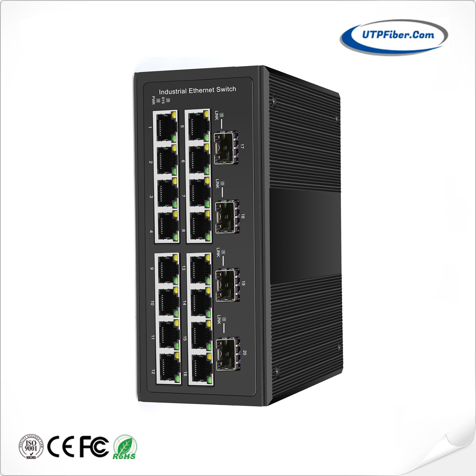 L2+ Industrial 16-Port 10/100/1000T 802.3at PoE + 4-Port 100/1000X SFP Managed Ethernet Switch
