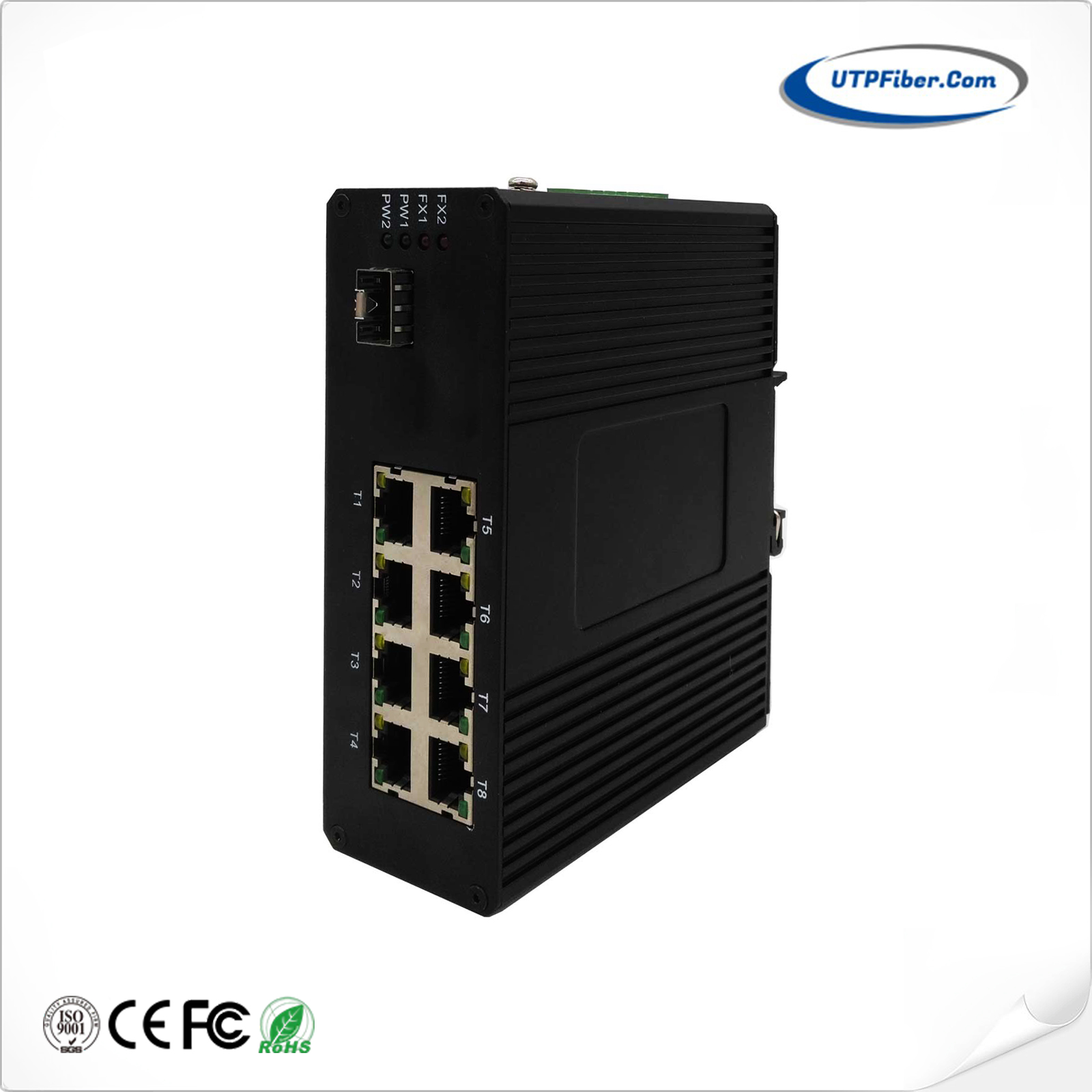 Unmanaged ​Industrial 8-Port 10/100Base-TX + 1-Port 100Base-FX Ethernet Switch