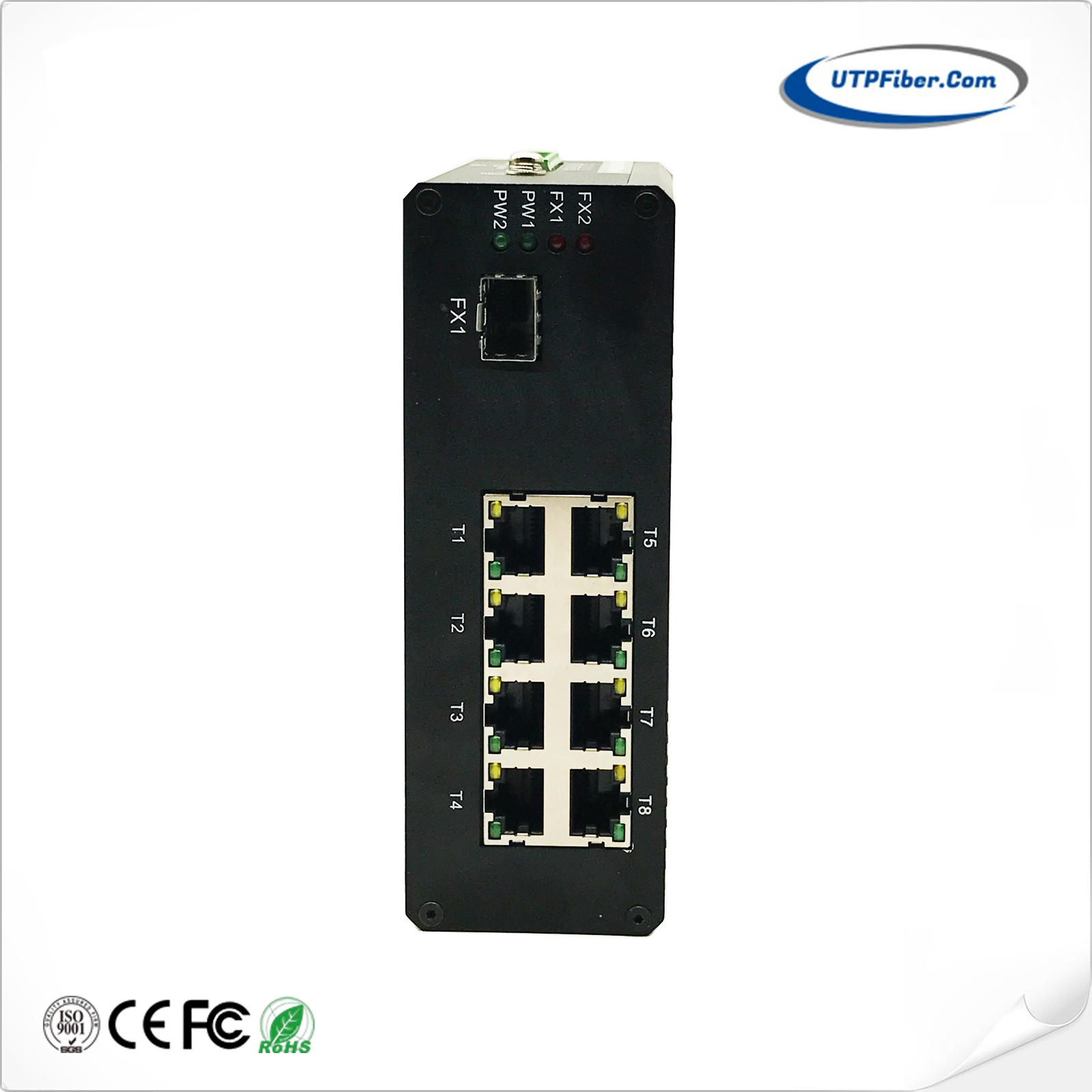 Unmanaged Industrial 8-Port 10/100/1000T 802.3at PoE + 1-Port 1000X Gigabit Ethernet Switch