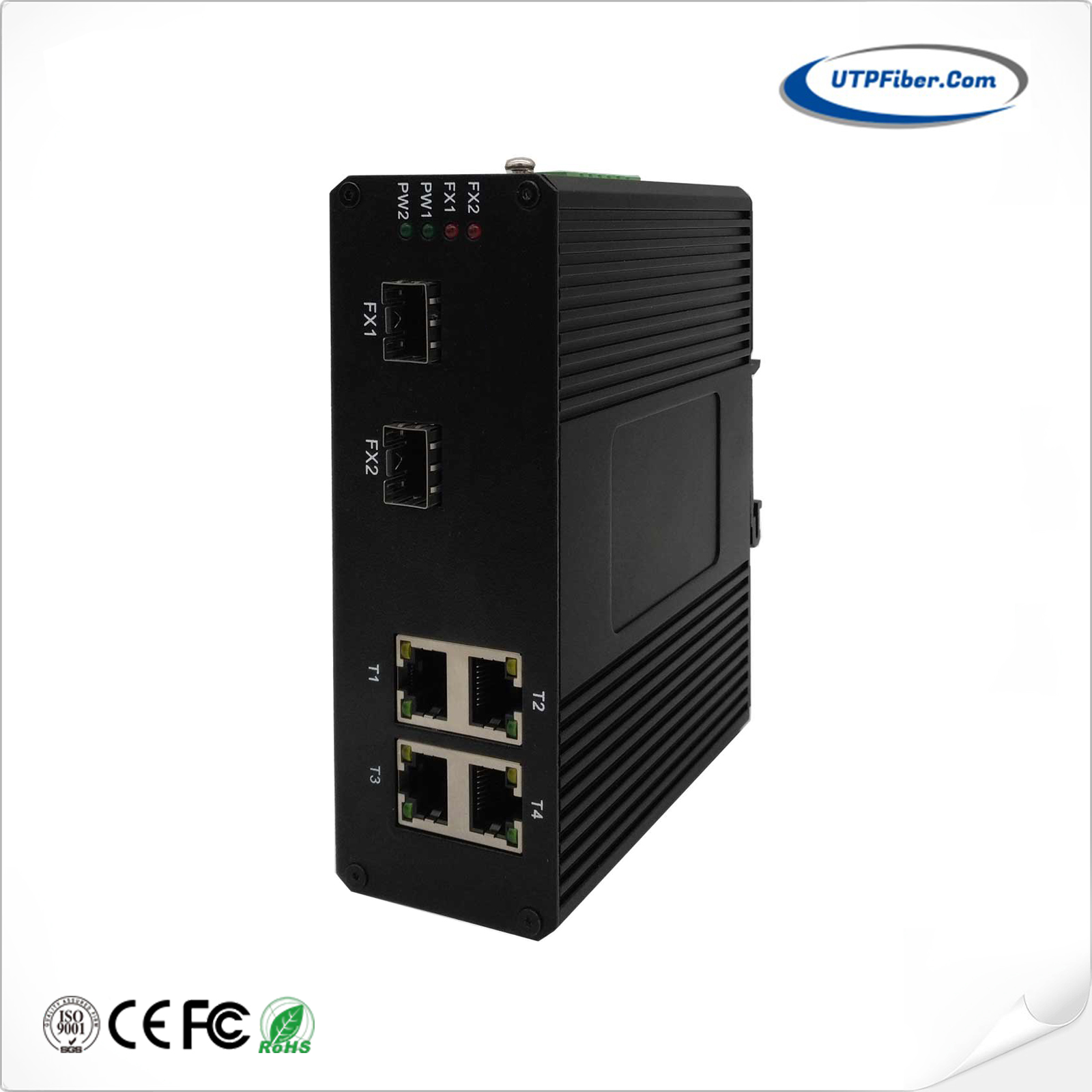 Unmanaged Industrial 4-Port 10/100TX 802.3at PoE + 2-Port 100FX Ethernet Switch