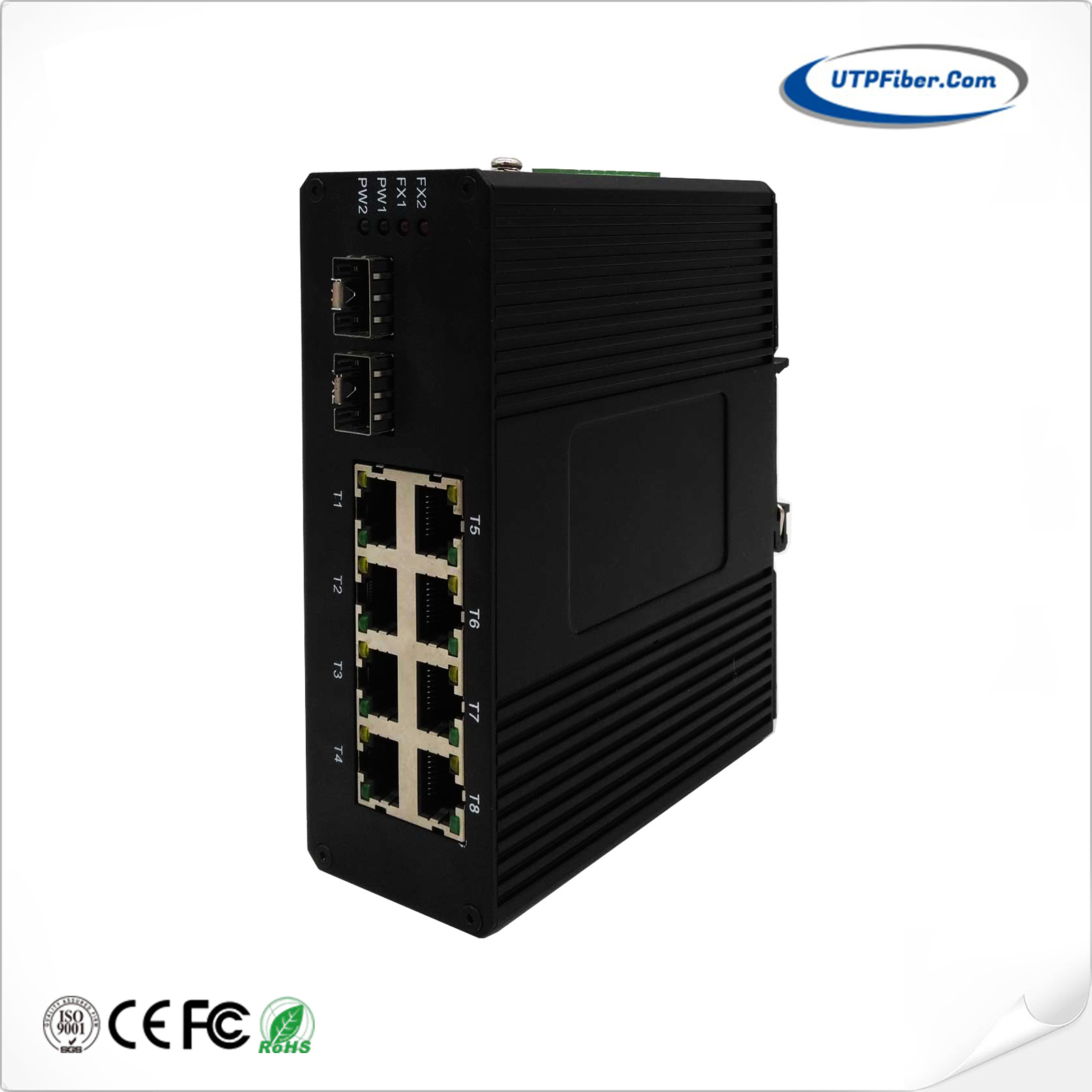 Unmanaged Industrial 8-Port 10/100TX 802.3at PoE + 2-Port 100FX Ethernet Switch