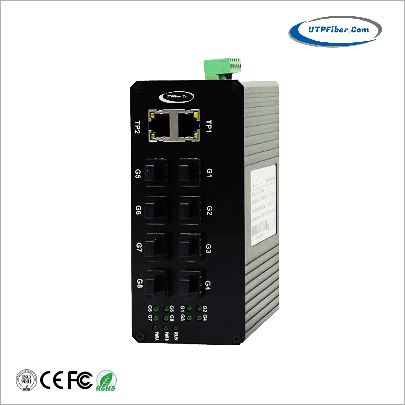 Industrial 8-Port 1000Base-X SFP + 2-Port 10/100/1000Base-T Optical Fiber Switch