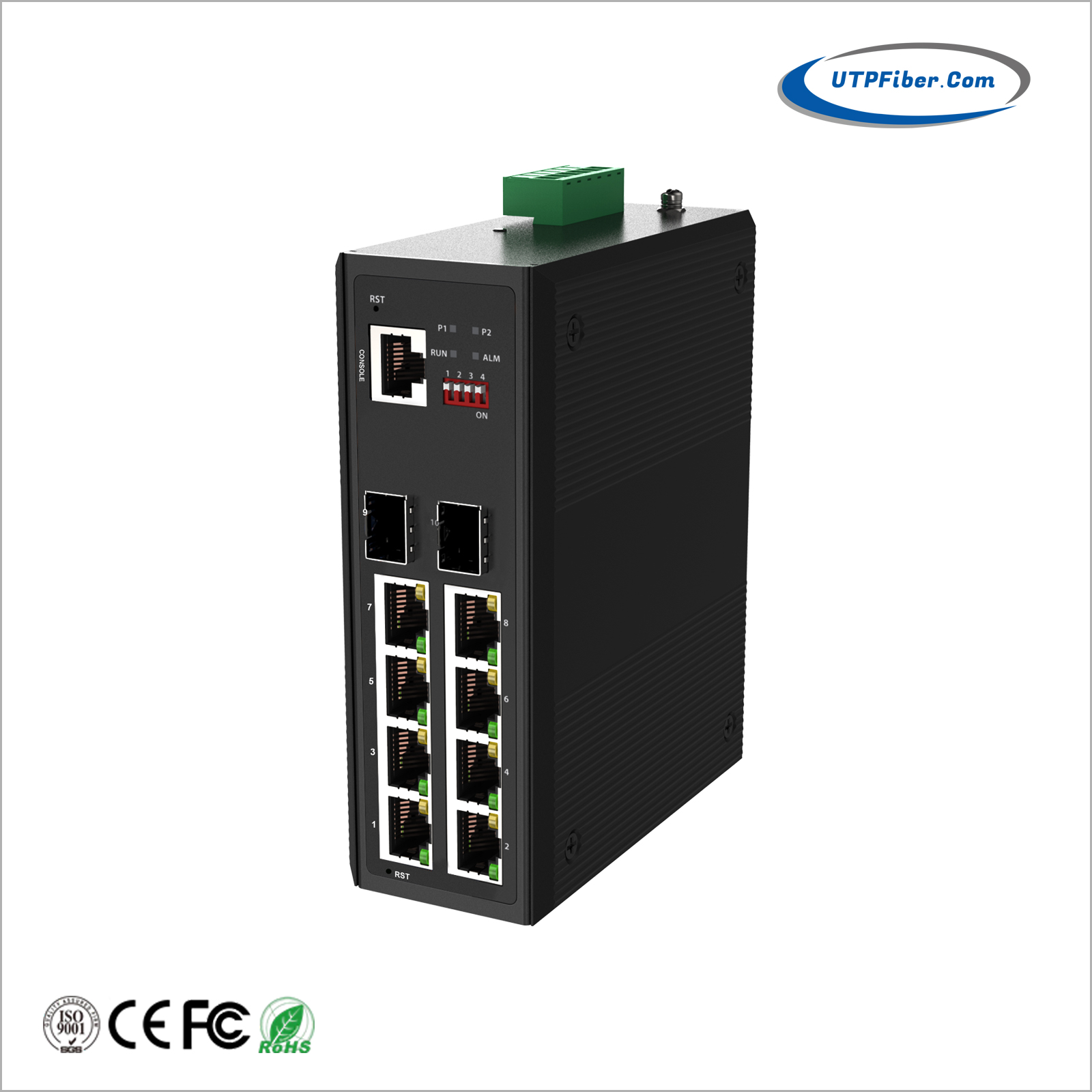 L2+ Industrial 8-Port 10/100/1000T 802.3bt PoE + 2-Port 100/1000X SFP Managed Ethernet Switch