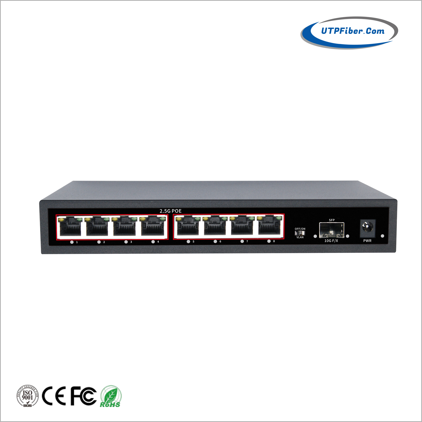 8-Port 2.5G 802.3at PoE + 1-Port 10G Base-X SFP+ Multi-Gigabit Ethernet Switch