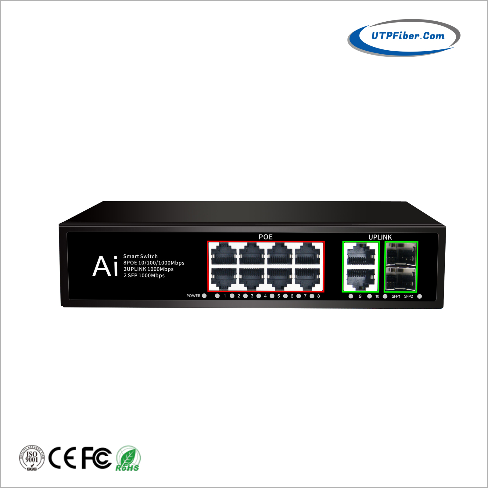 8-Port 10/100/1000T 802.3at PoE + 2-Port 10/100/1000T + 2-Port 1000X SFP Ethernet Switch