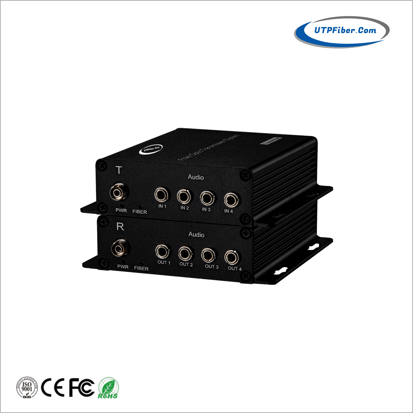 4-Channel 3.5mm Stereo Audio over Fiber Optical Converter