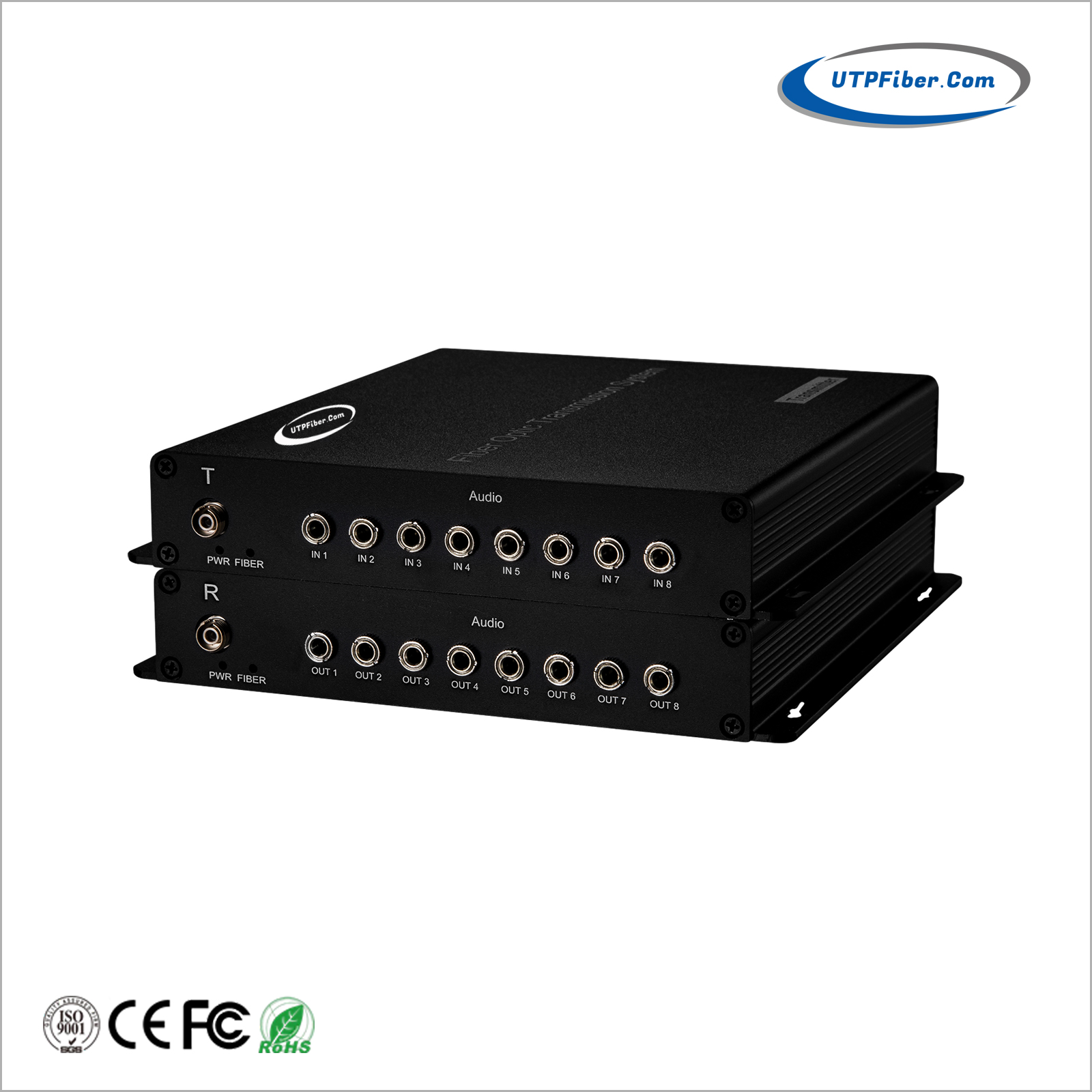 8-Channel 3.5mm Stereo Audio over Fiber Optical Converter