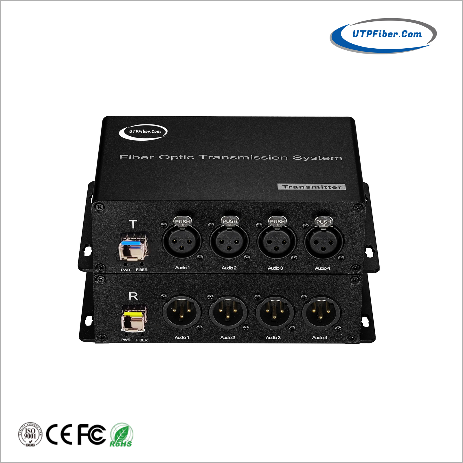 4-Channel XLR Balanced Audio over Fiber Optical Converter