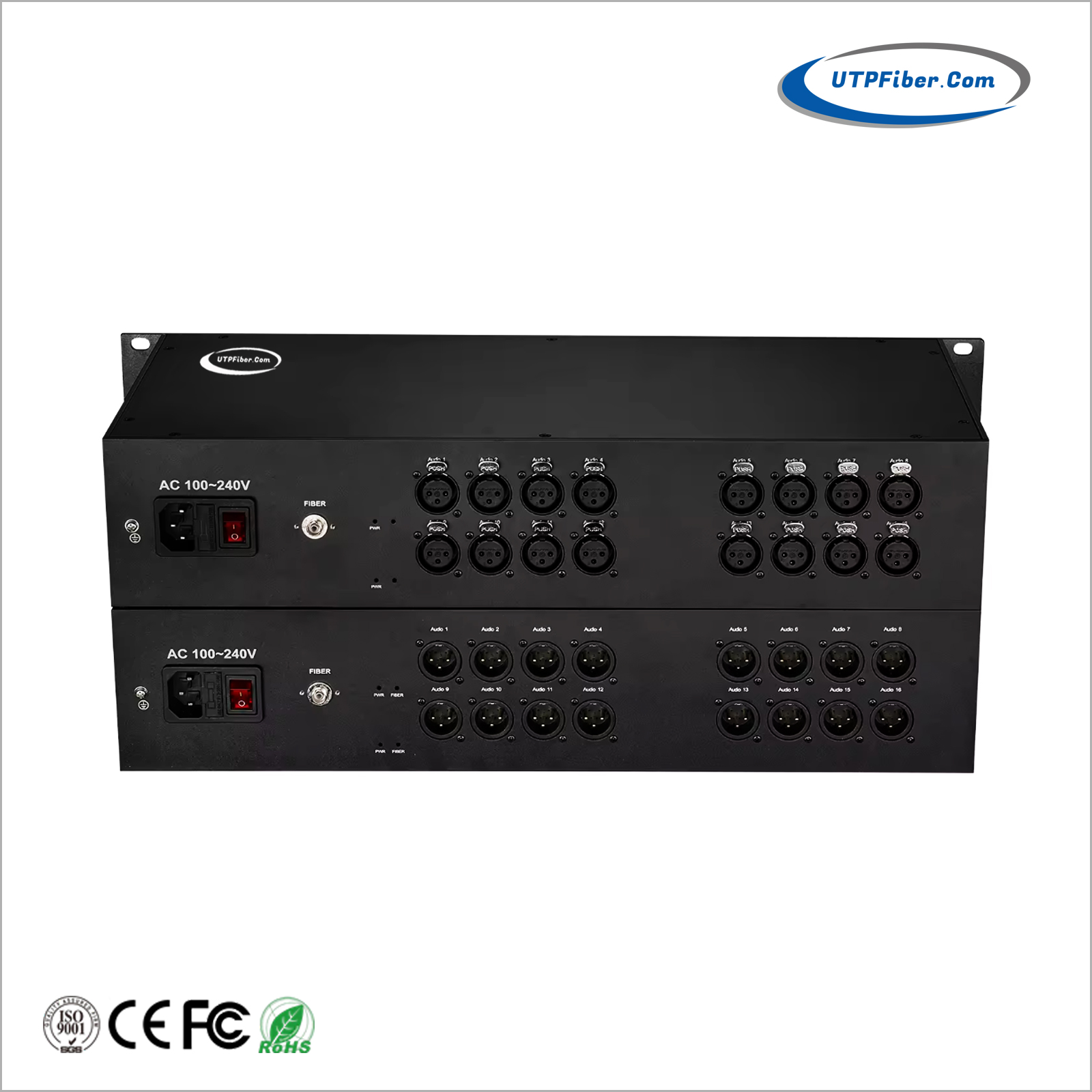 16-Channel XLR Balanced Audio over Fiber Optical Converter