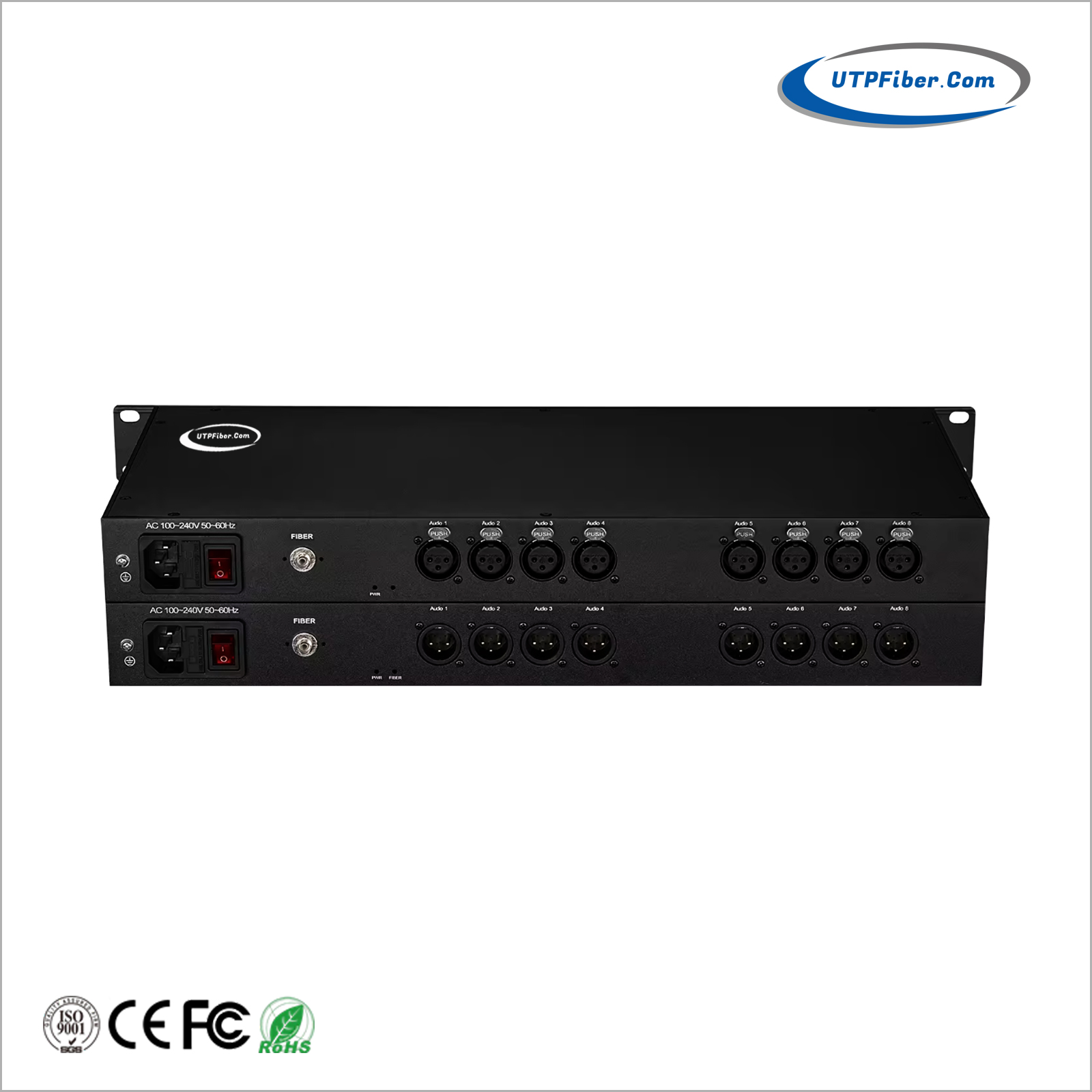 8-Channel XLR Balanced Audio over Fiber Optical Converter