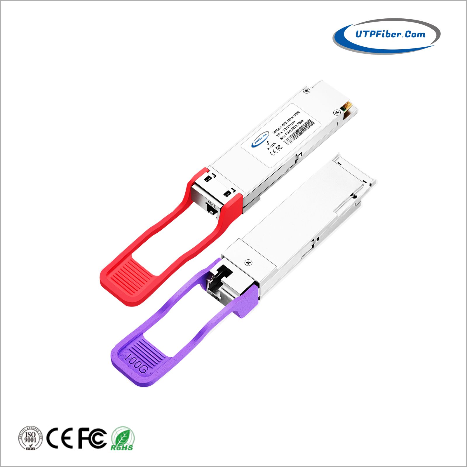 100G QSFP28 BIDI 1304nm/1309nm Single Lambda LC SMF 30km PAM4 DDM Optical Transceiver Module