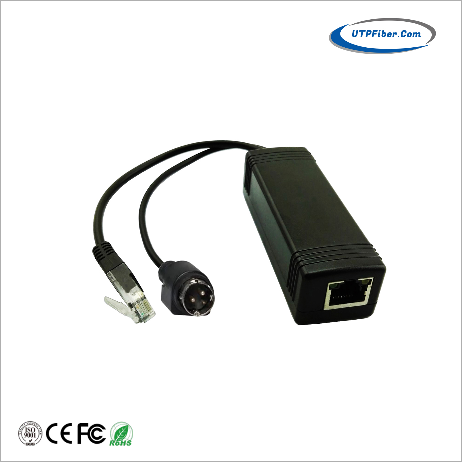 10/100/1000M 12V 2A PoE Splitter with 3-Pin Kycon equivalent DC Connector