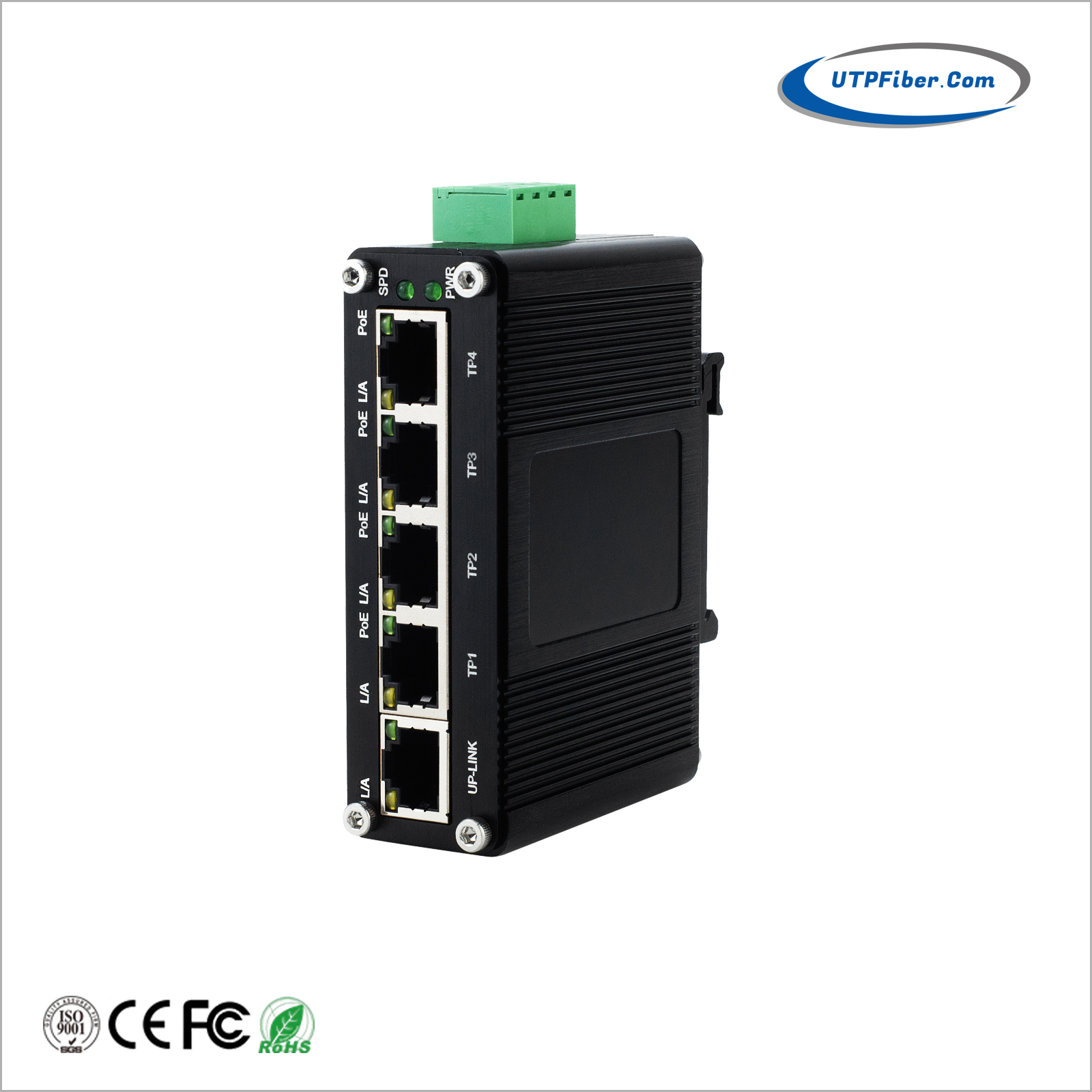 Mini Industrial 4-Port 10/100/1000T 802.3at PoE + 1-Port Gigabit TP Solar Power PoE Switch