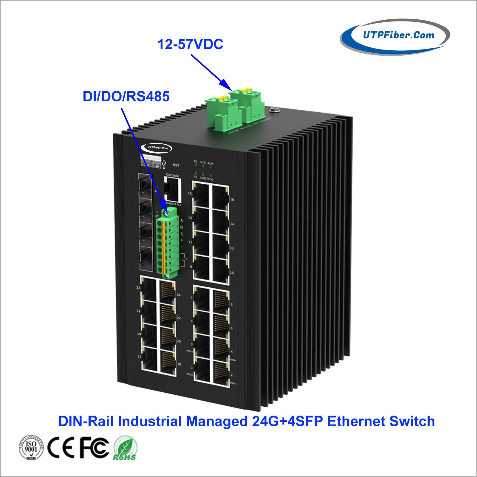 L2+ Industrial 24-Port 10/100/1000T + 4-Port 1G/2.5G SFP Managed Ethernet Switch