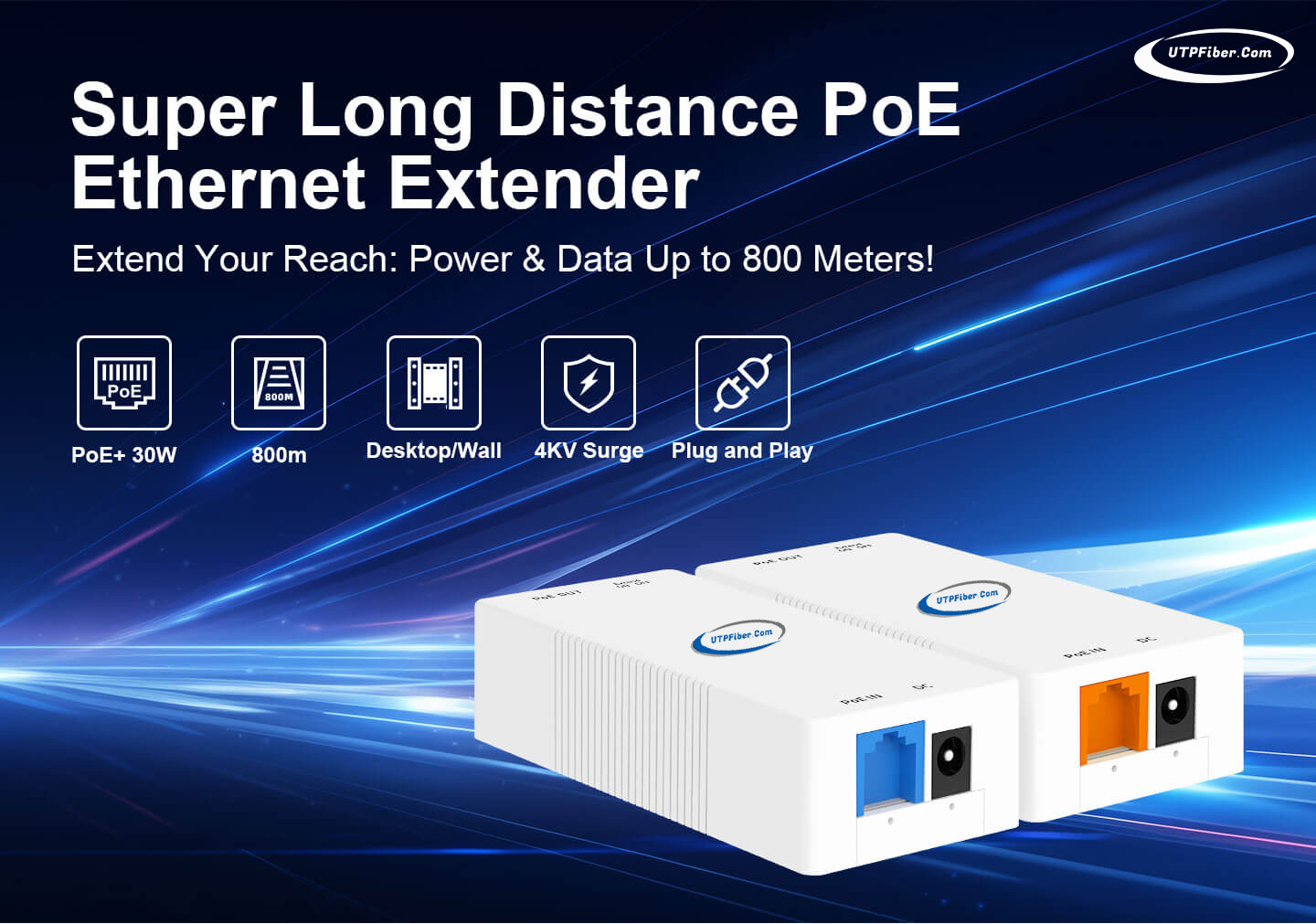 800 Meters Long Reach PoE Ethernet over UTP Extender