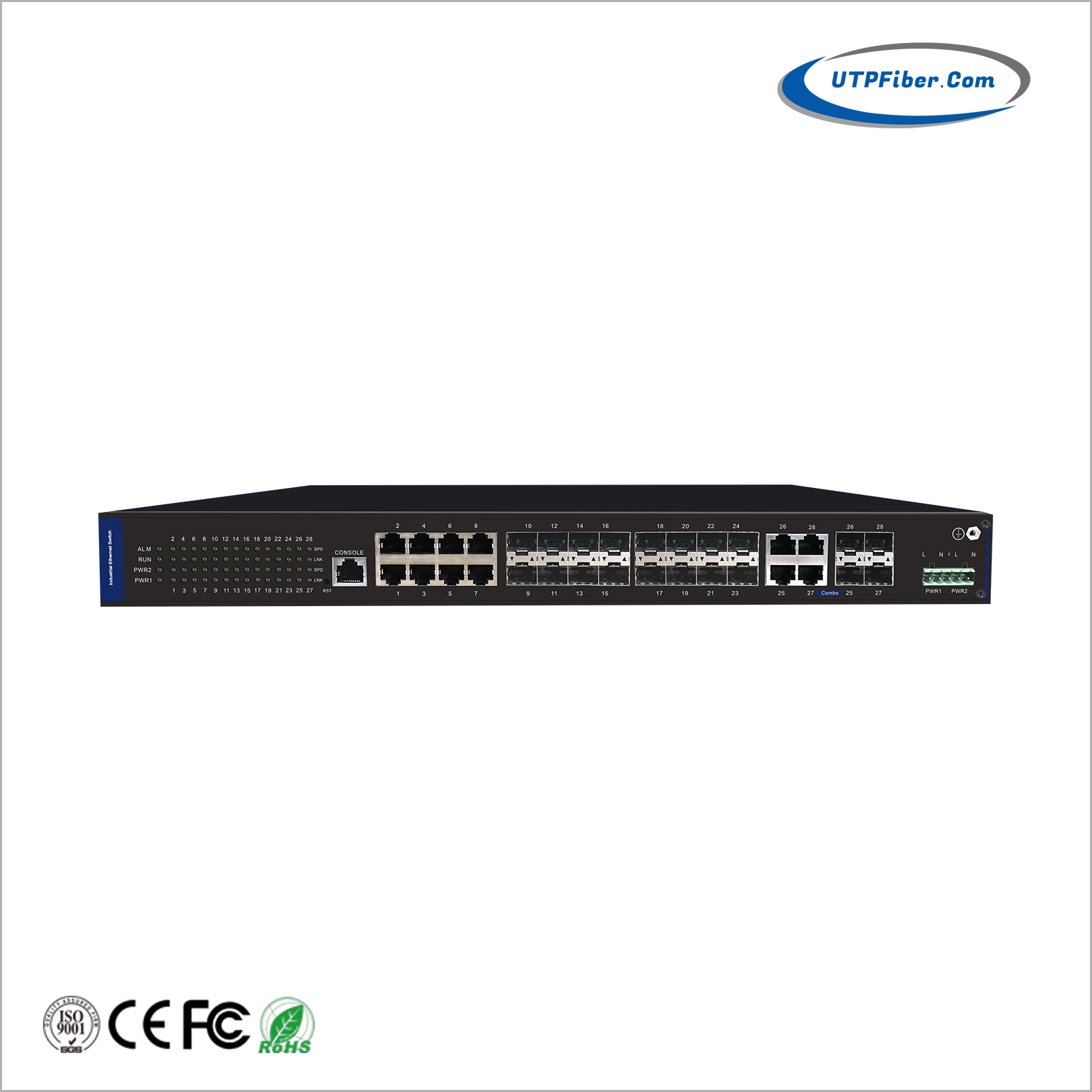 Industrial L2+ Managed 16-Port 100/1000Base-X SFP + 4-Port Gigabit TP/SFP + 8-Port 10/100/1000BASE-T