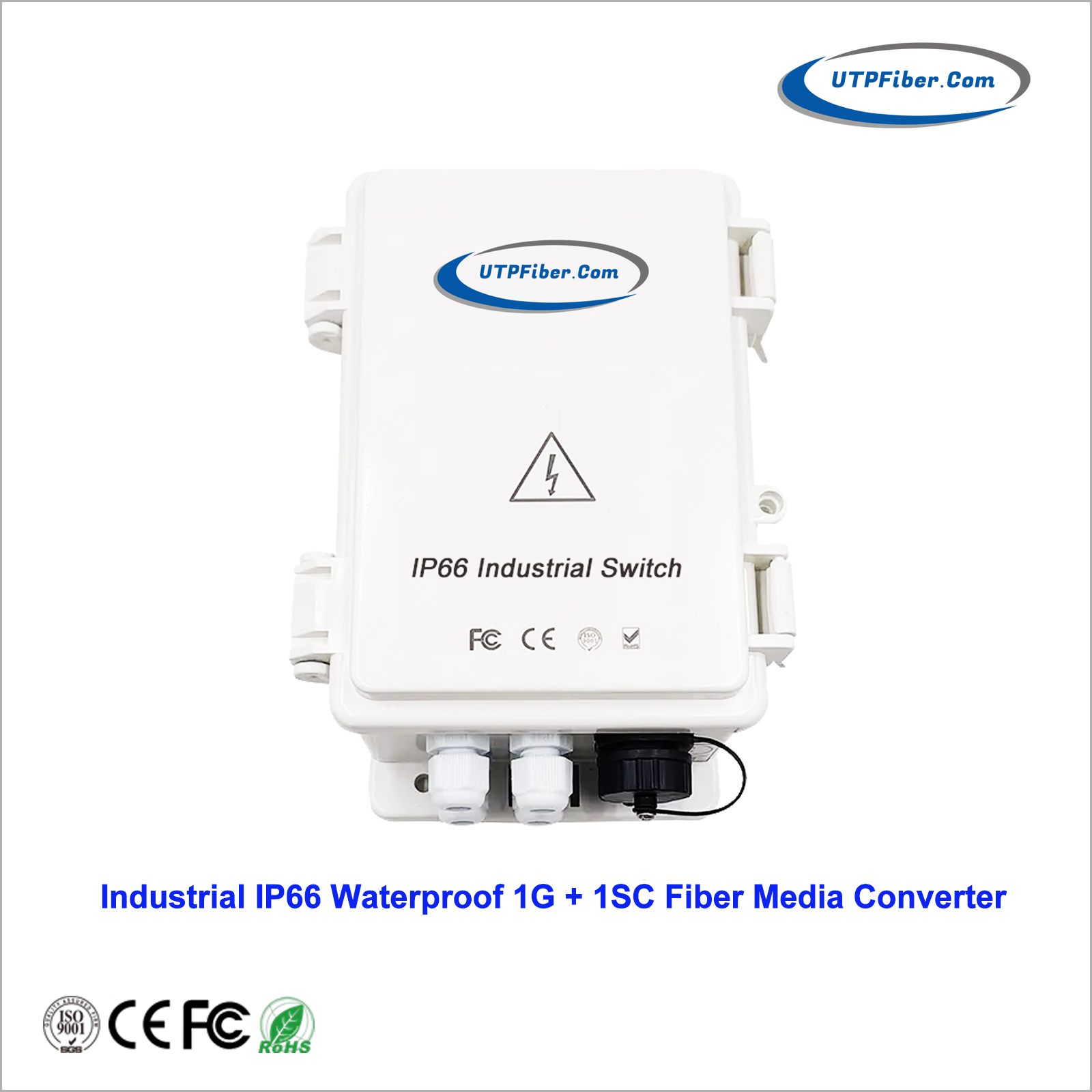 Industrial IP66 Waterproof 1-Port 1000BASE-X SC to 1-Port 10/100/1000T Ethernet Media Converter