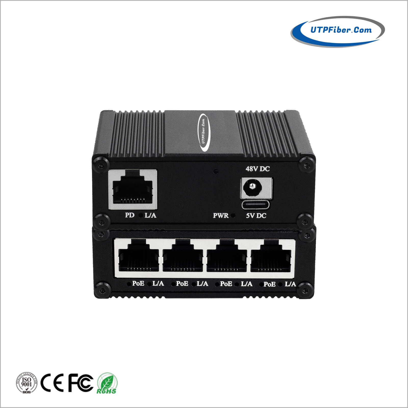 Mini Industrial 5-Port Gigabit PoE-Powered Switch/PoE Extender