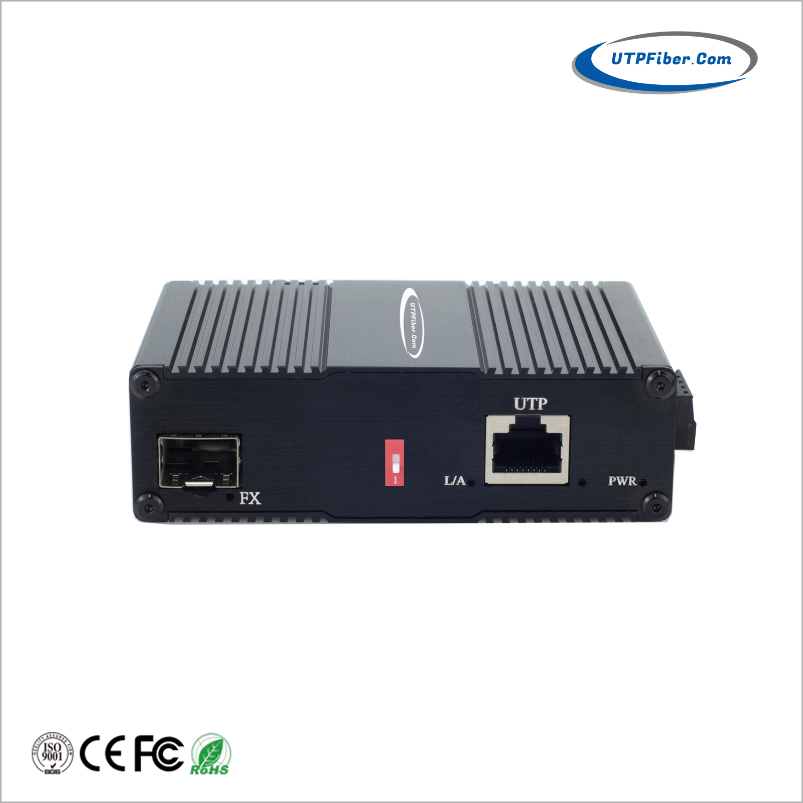 Mini Industrial 1-Port 100/1000X SFP to 1-Port 10/100/1000T Media Converter w/ LFP