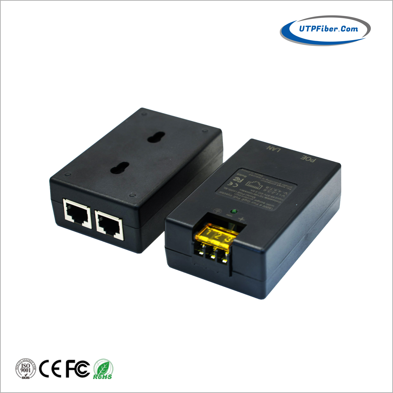 12-50VDC Powered 10/100/1000M IEEE802.3bt 50W PoE Injector with Power Booster Function