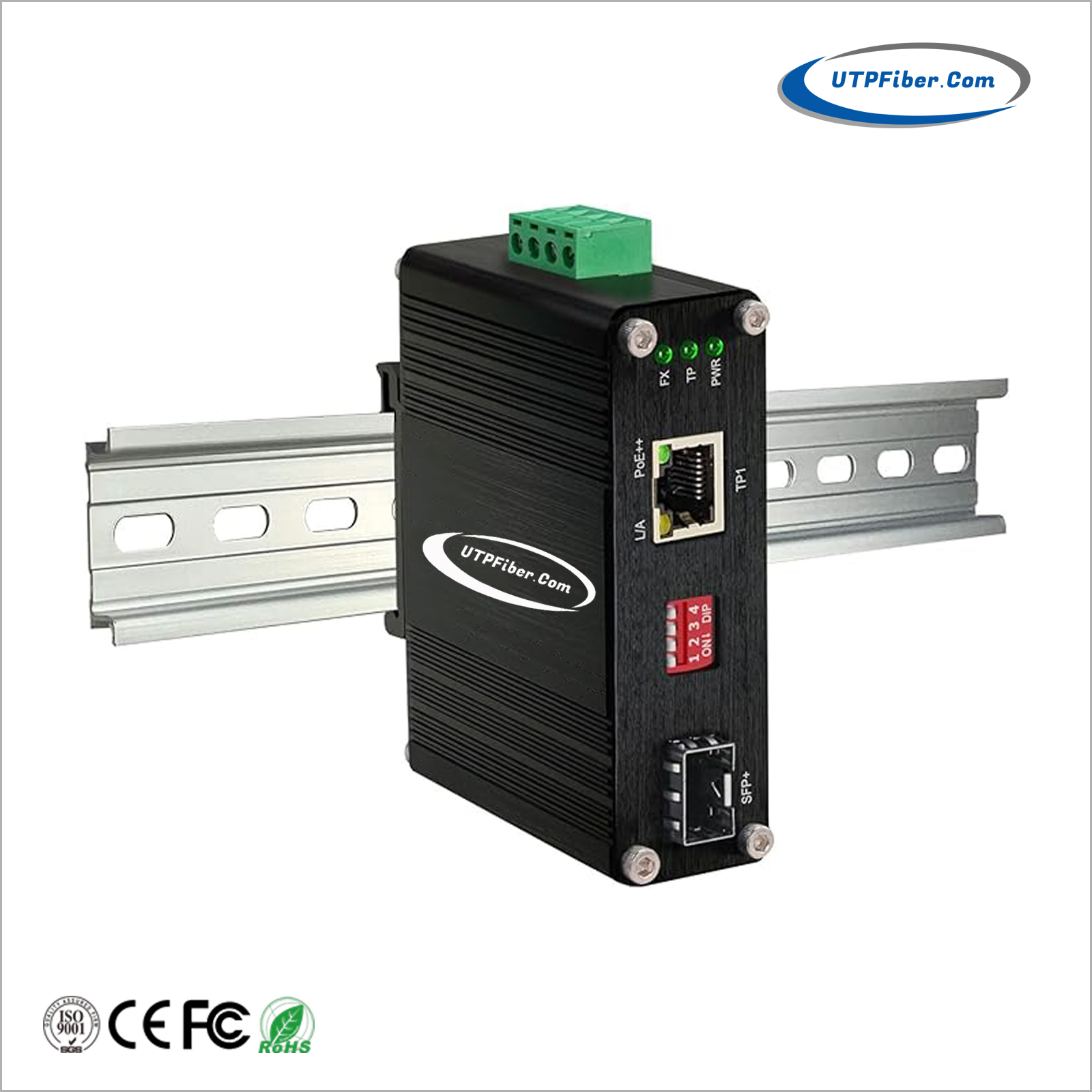 Mini Industrial 1-Port 10G SFP+ to 1-Port 10G/5G/2.5G/1G/100BASE-T 24V Passive PoE Media Converter