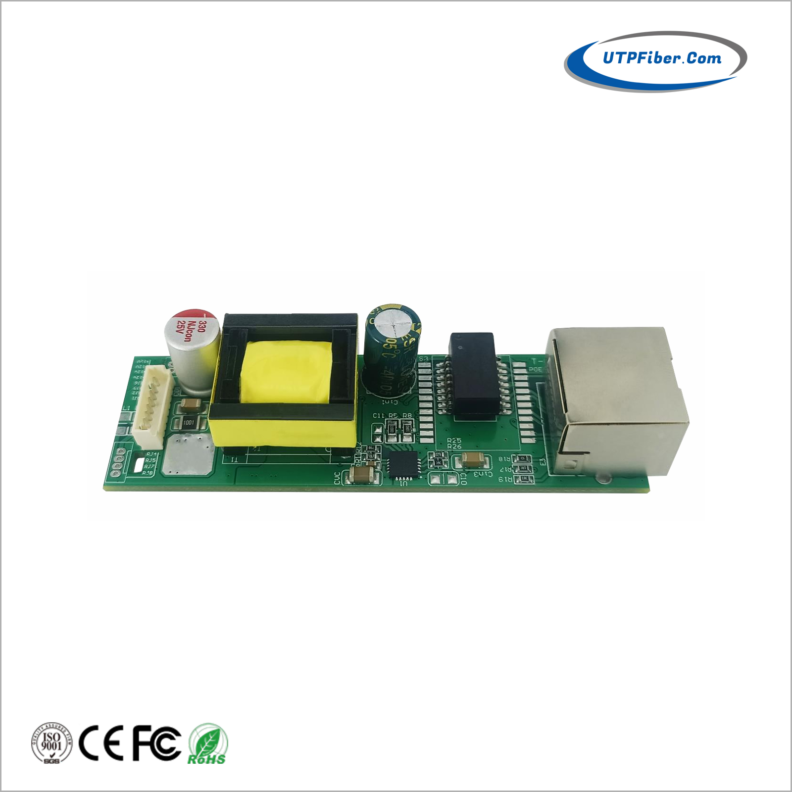 IEEE 802.3af/at PoE Splitter PCBA Board, 12VDC 2.5A Output