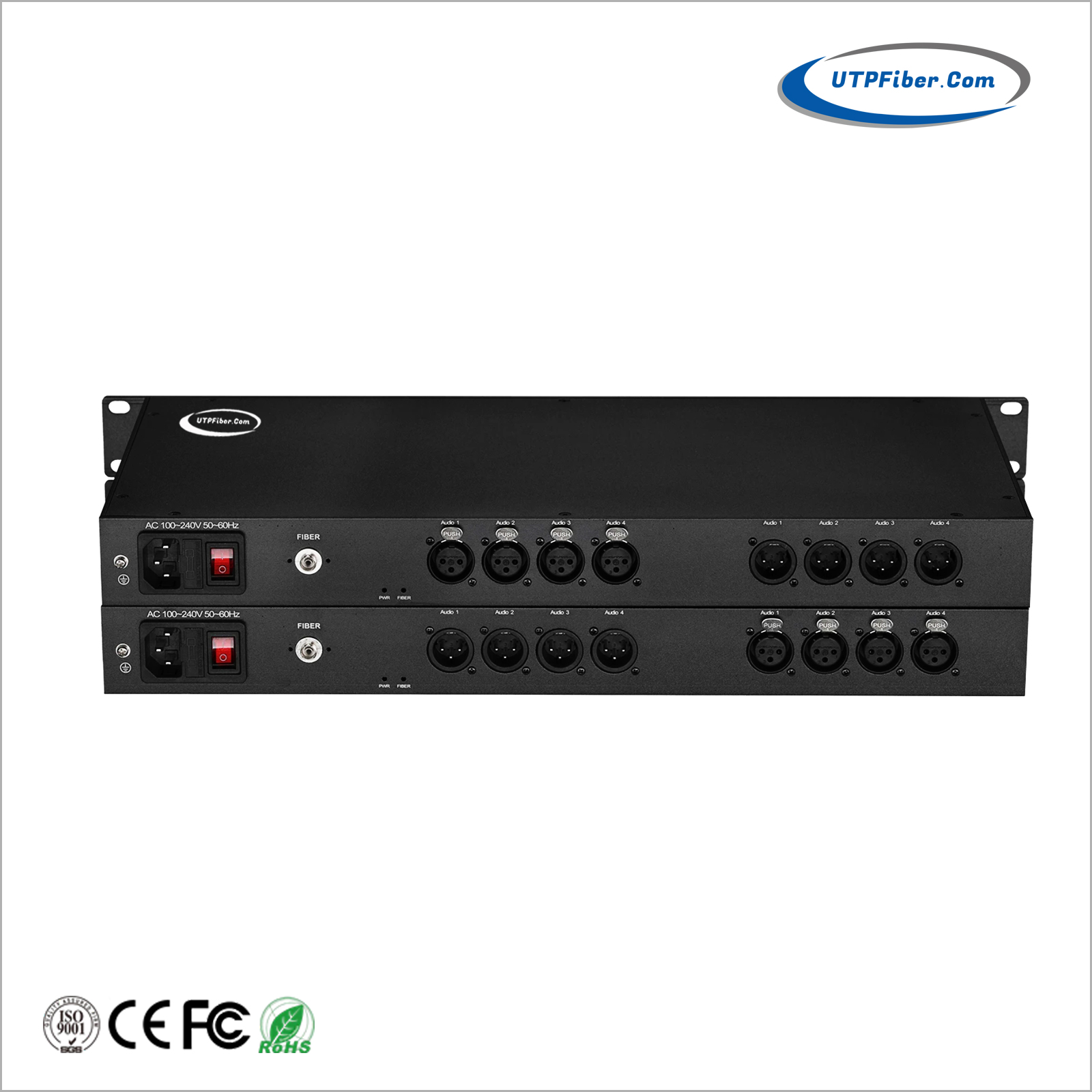 4-Channel Bi-Directional XLR Balanced Audio over Fiber Optical Converter