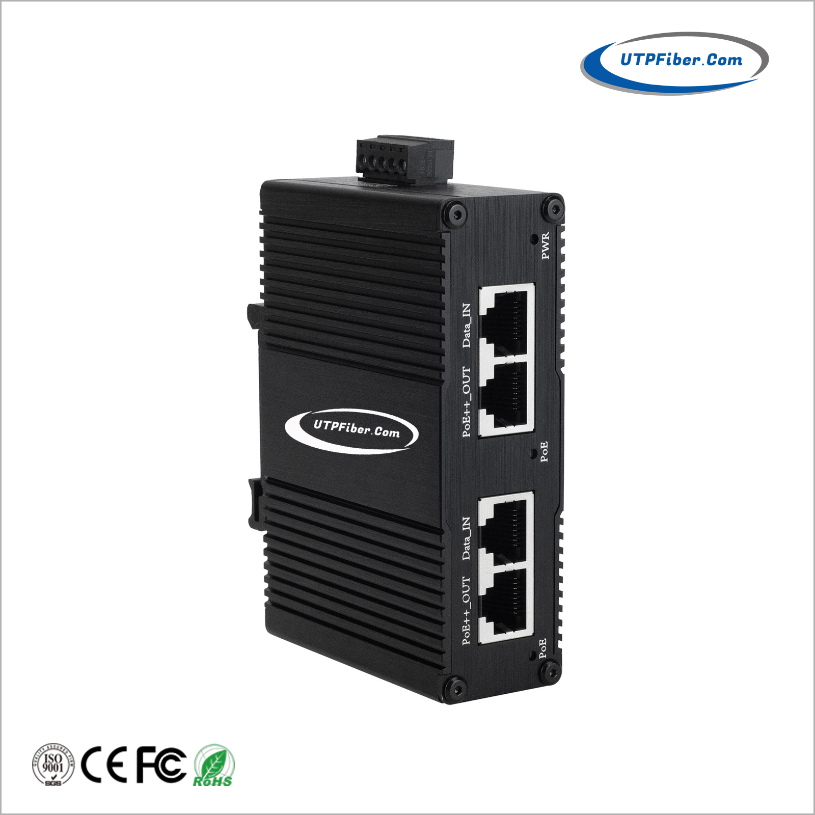 Industrial 2-Port 10/100/1000T 802.3bt PoE++ Injector with 12~56VDC or 24~36VAC Power Input