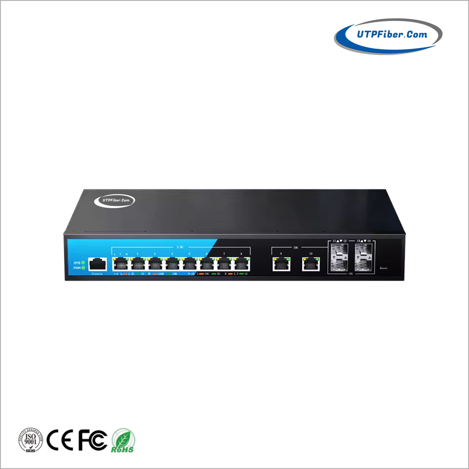 L3 Managed 8*2.5G PoE+2*10G RJ45+4*10G SFP+ Ethernet Switch