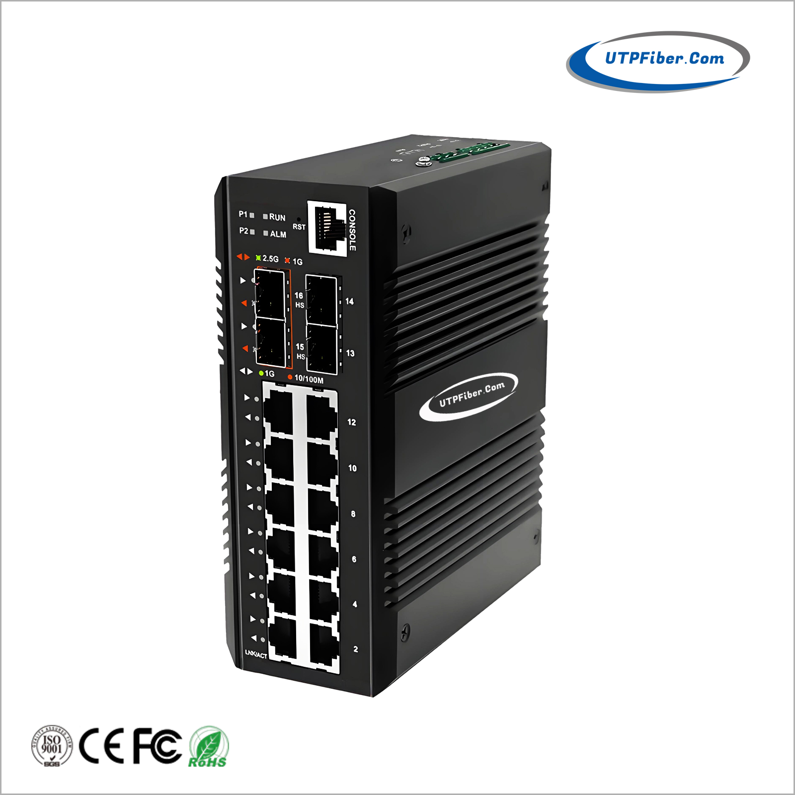 L3 Managed PTP Industrial 12-Port 10/100/1000T + 4-Port 100M/1G/2.5G SFP Ethernet Switch