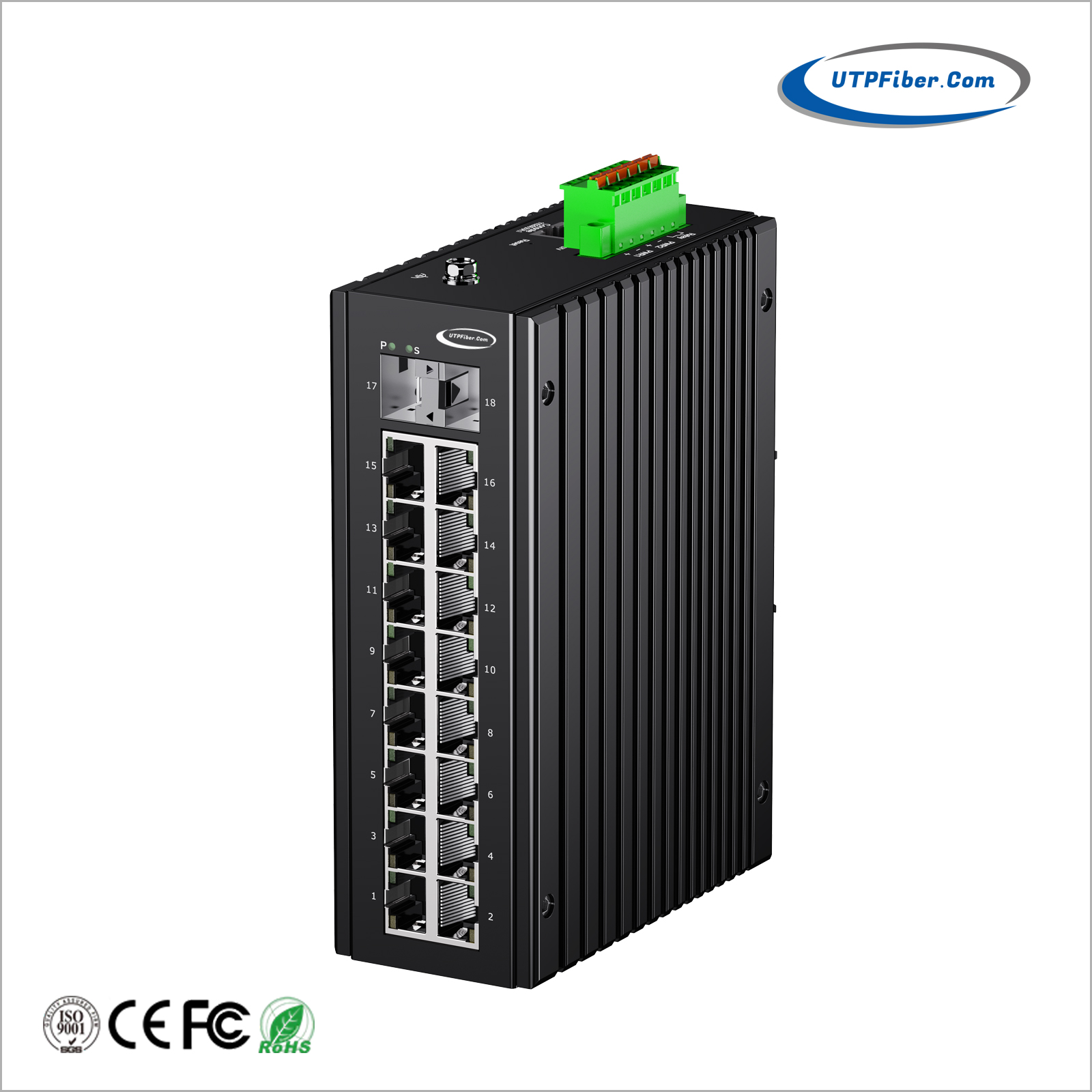 Industrial L3 16-Port 10/100/1000T 802.3at PoE + 2-Port 1G/2.5G/10G SFP Managed Ethernet Switch