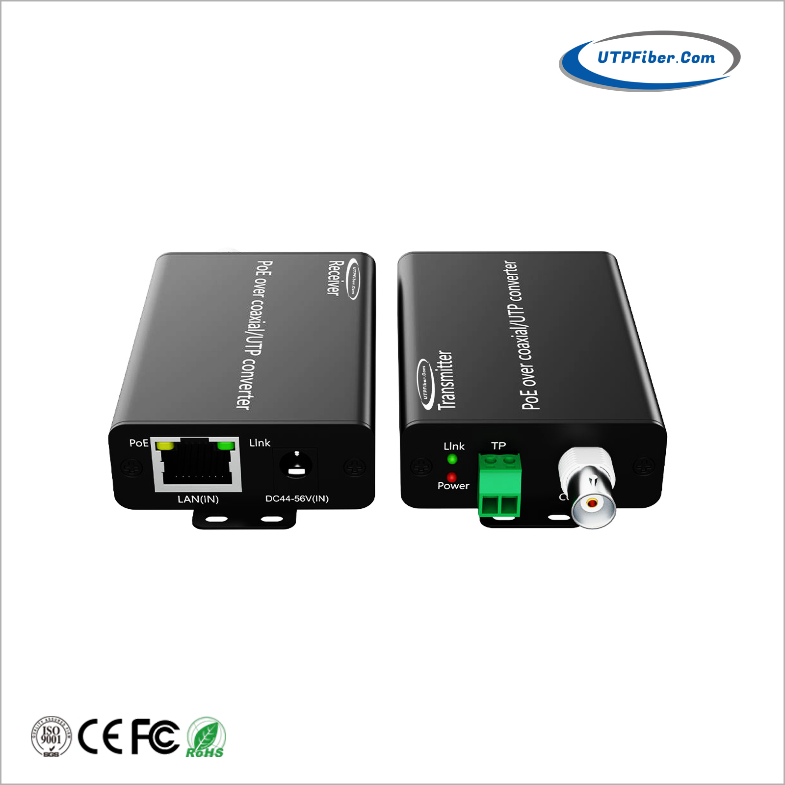 Industrial PoE Extender Over Coaxial up to 500m and Twisted Pair up to 300m 2-in-1 Kit