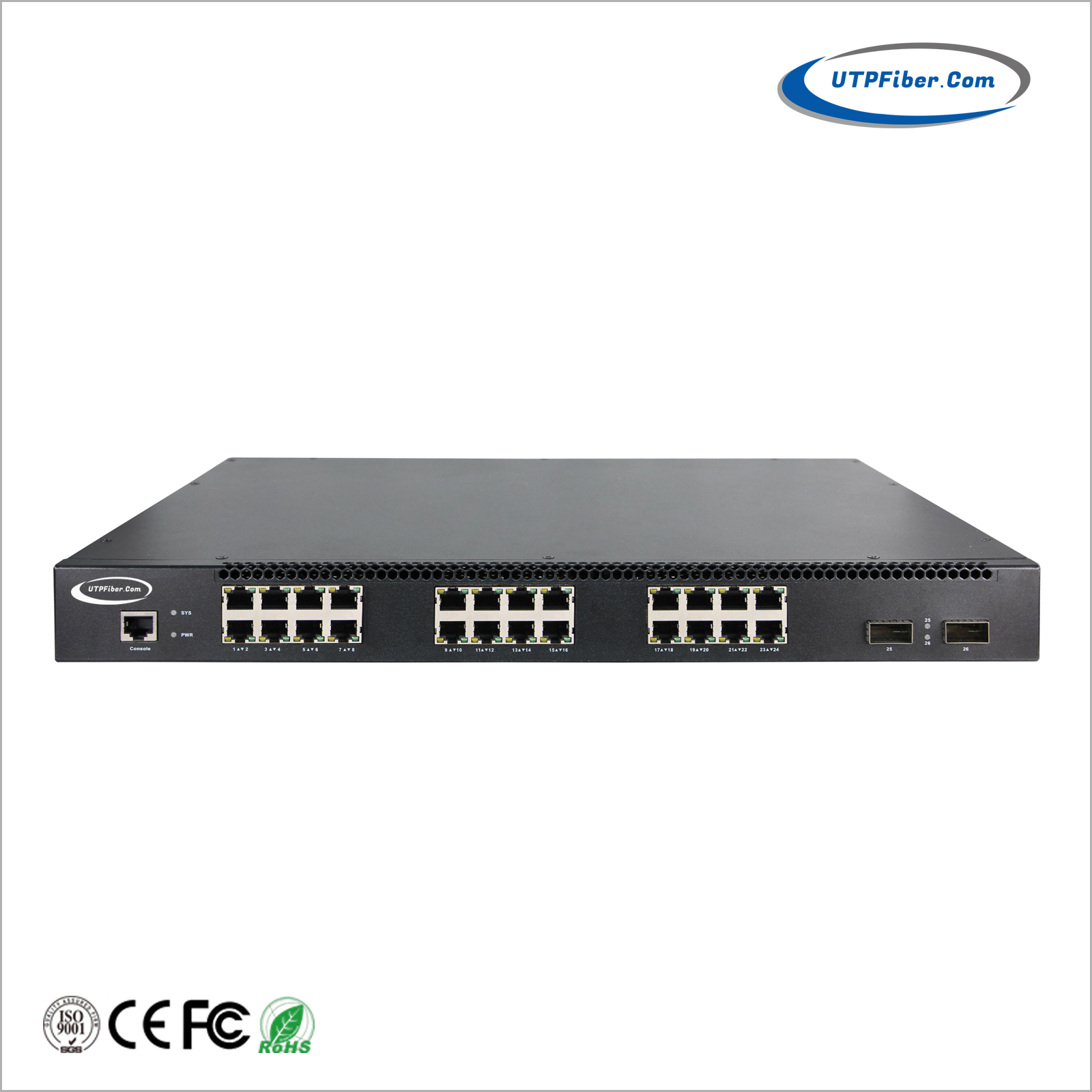 L3 24-Port 10GBASE-T 802.3af/at/bt PoE + 2-Port 40GBASE-X QSFP+ Managed Ethernet Switch