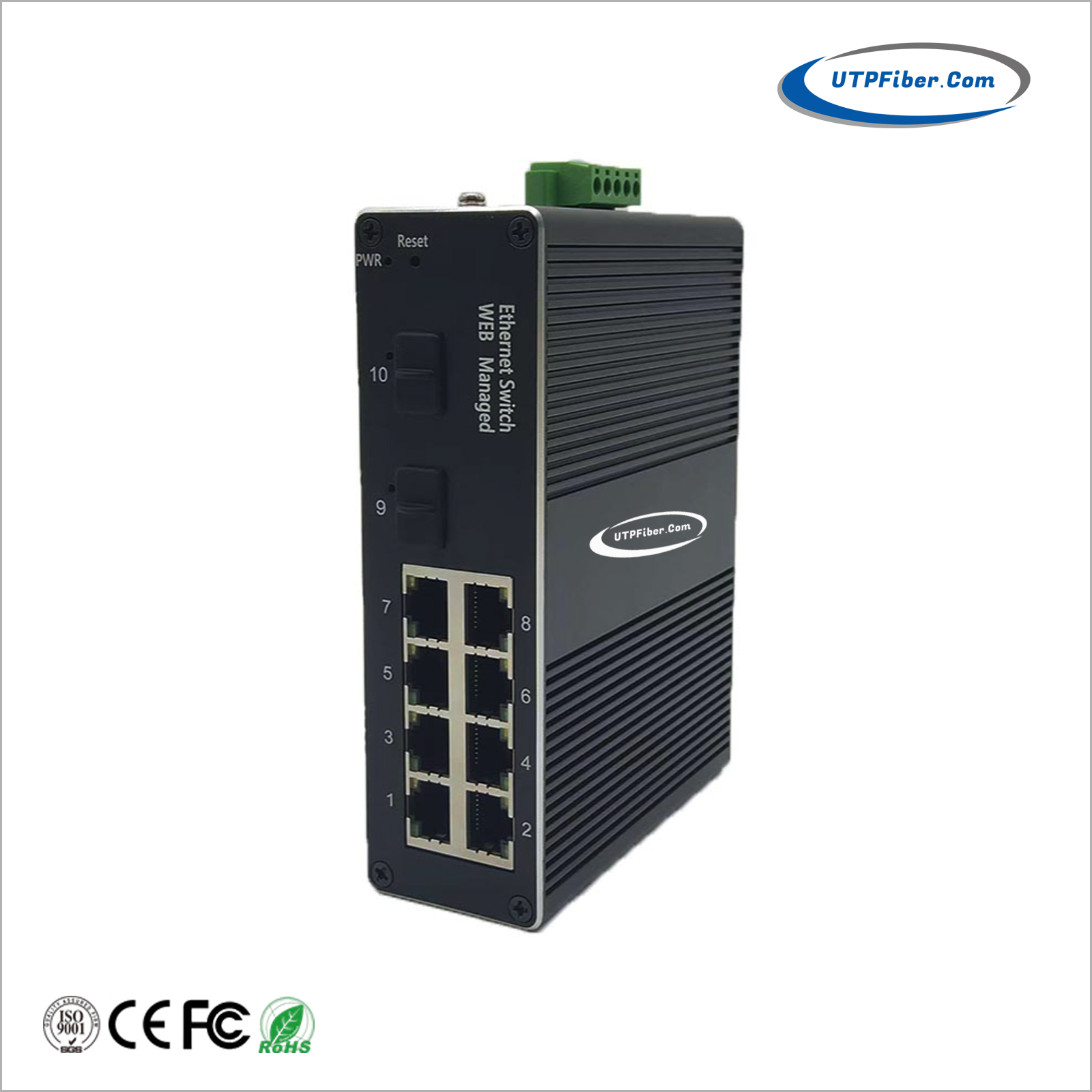 WEB Managed Industrial 8G + 2SFP Ethernet Switch w/ ERPS function