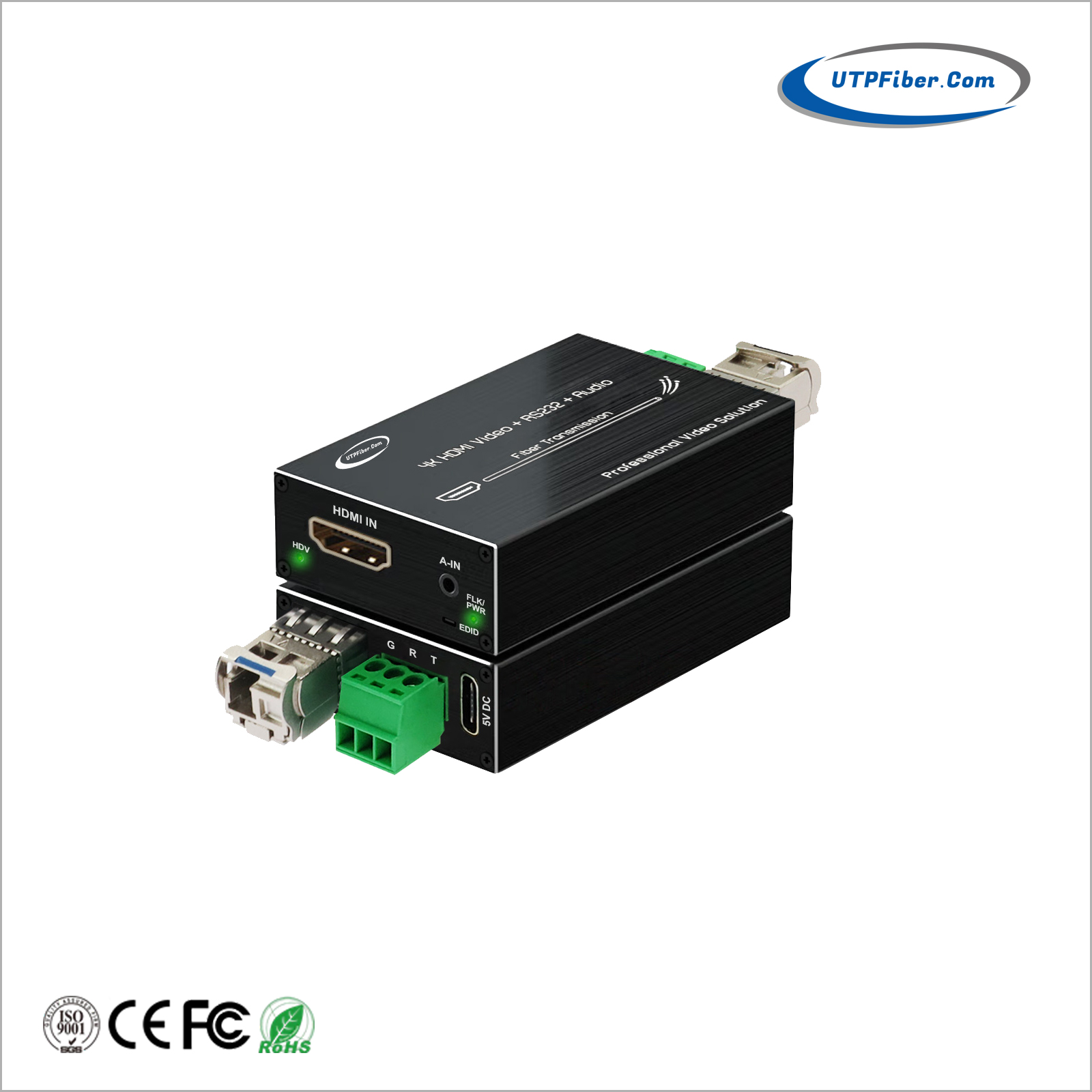 Mini 4K HDMI Fiber Extender with Backward RS232 & Stereo Audio