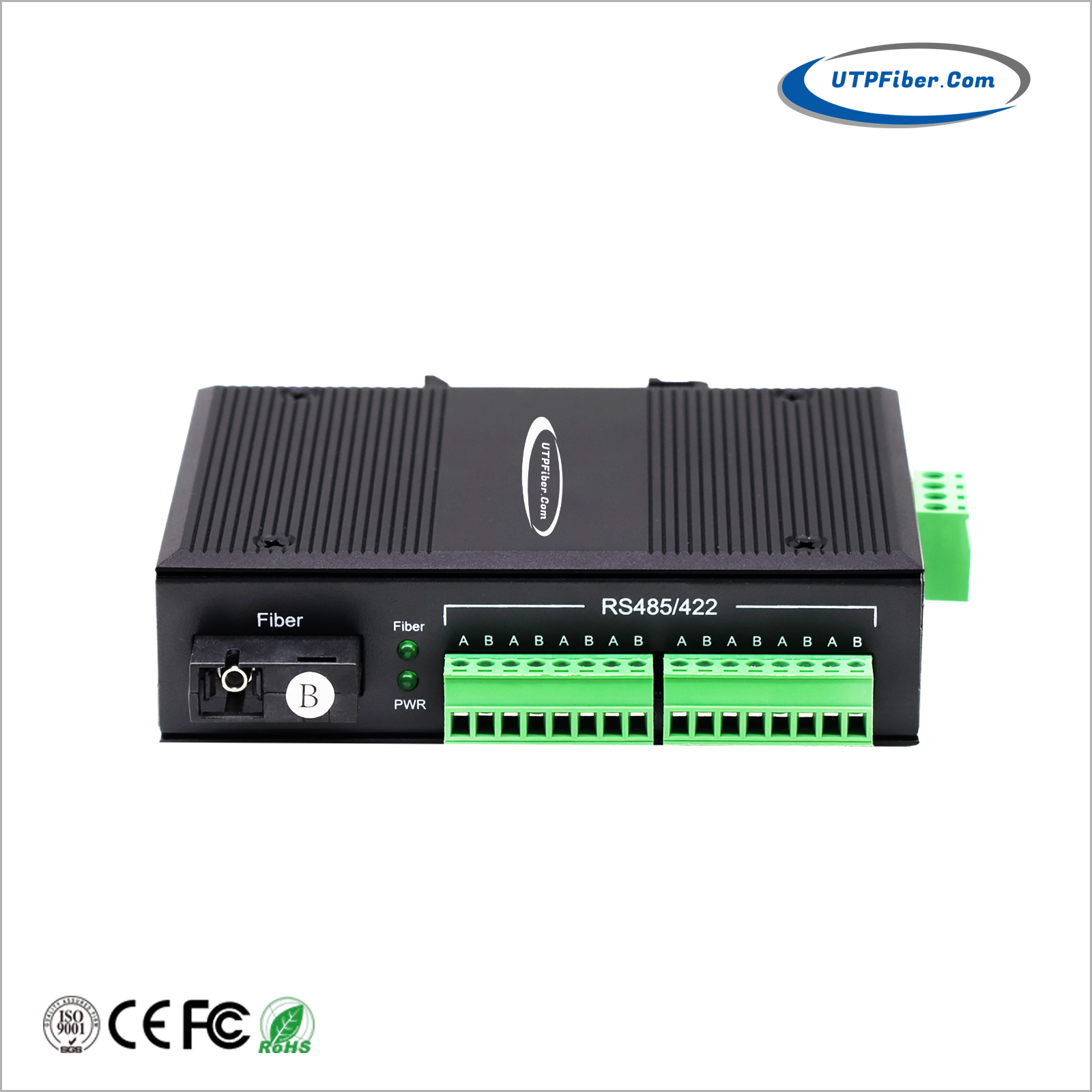 DIN-Rail Industrial 8-Channel Duplex RS485 Serial Data over Fiber Converter