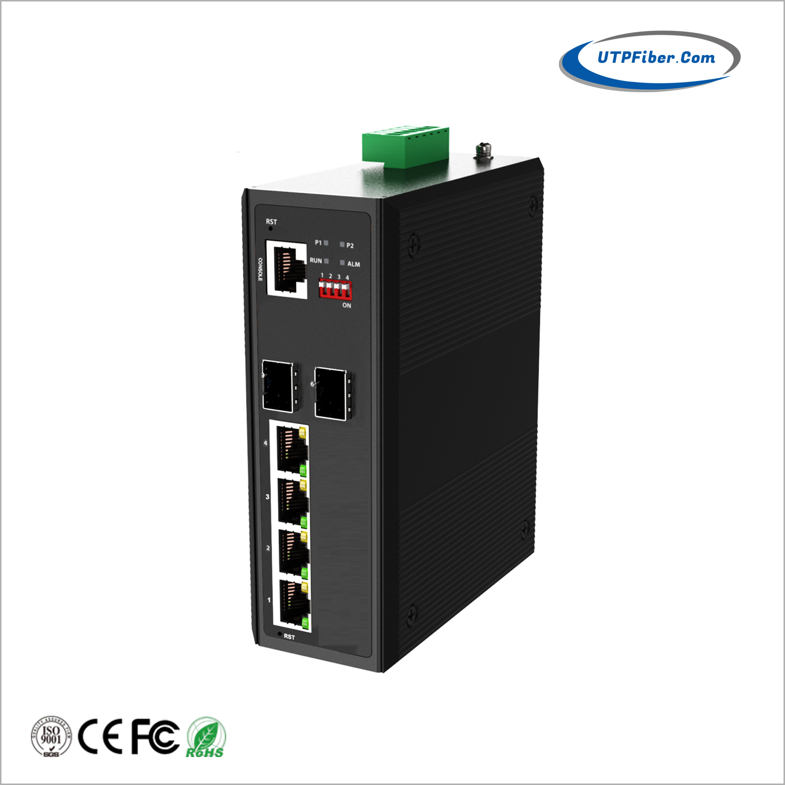 L2+ Industrial 4-Port 10/100/1000T 802.3bt PoE + 2-Port 100/1000X SFP Managed Ethernet Switch