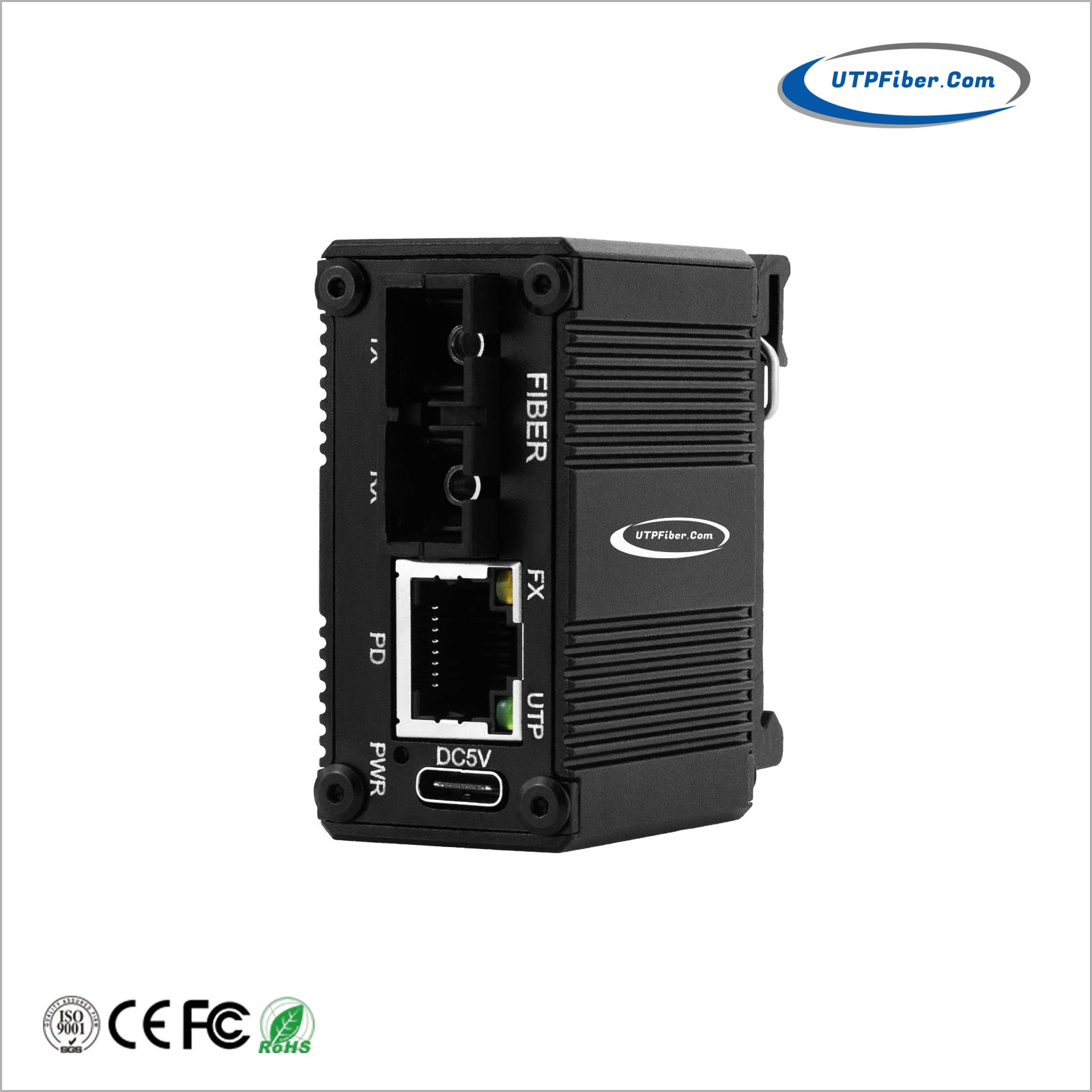 PoE Powered Micro Mini Industrial Gigabit SC Media Converter w/ LFP Function