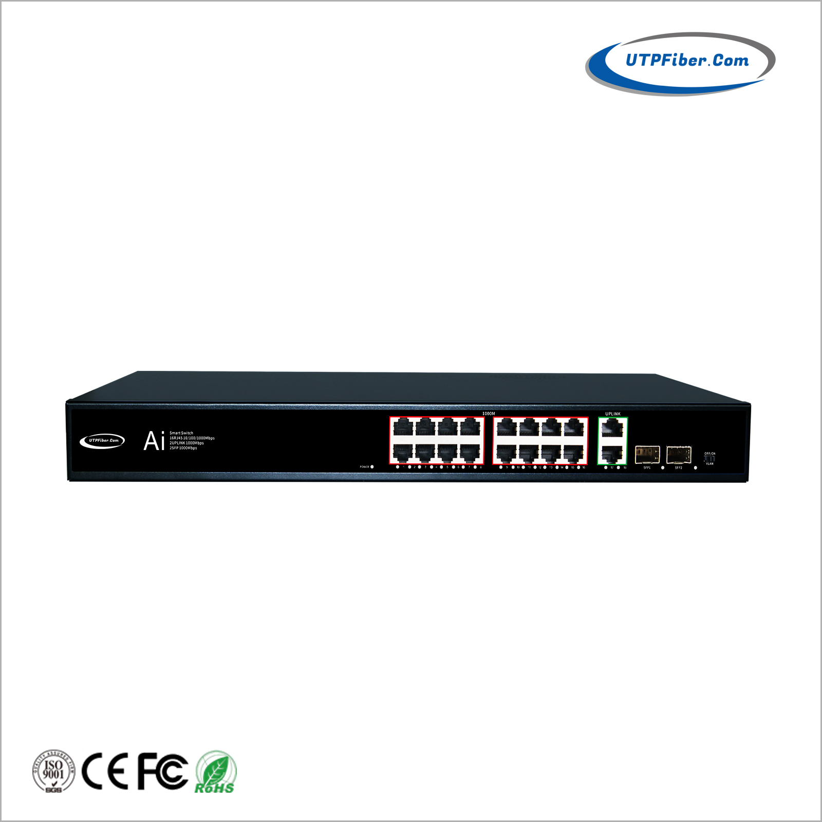 16-Port 10/100/1000T 802.3at PoE + 2-Port 10/100/1000T + 2-Port 1000X SFP Ethernet Switch