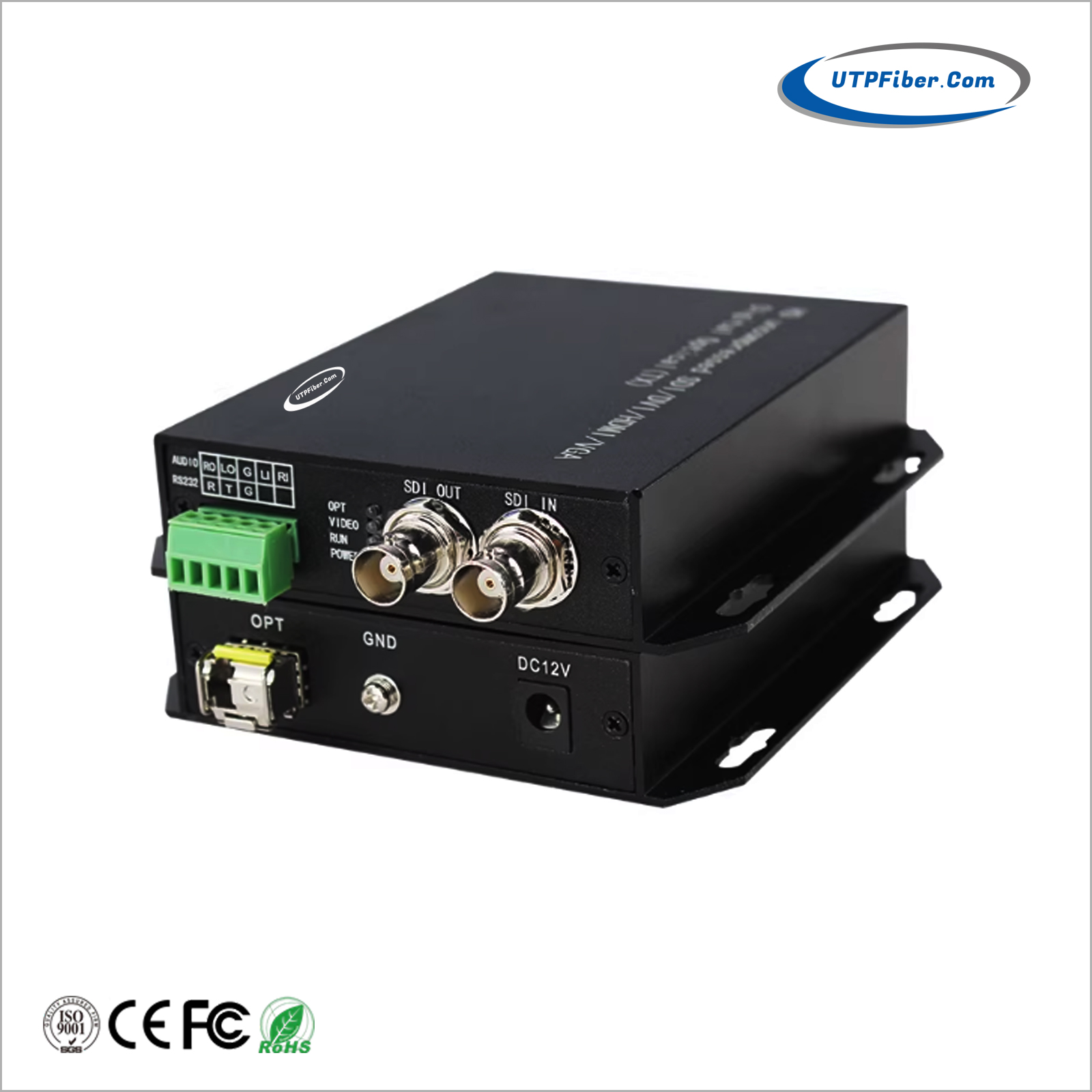 3G-SDI Fiber Optic Extender with Loop-out & 1-Ch Duplex Audio/RS232/422/485 Selectable