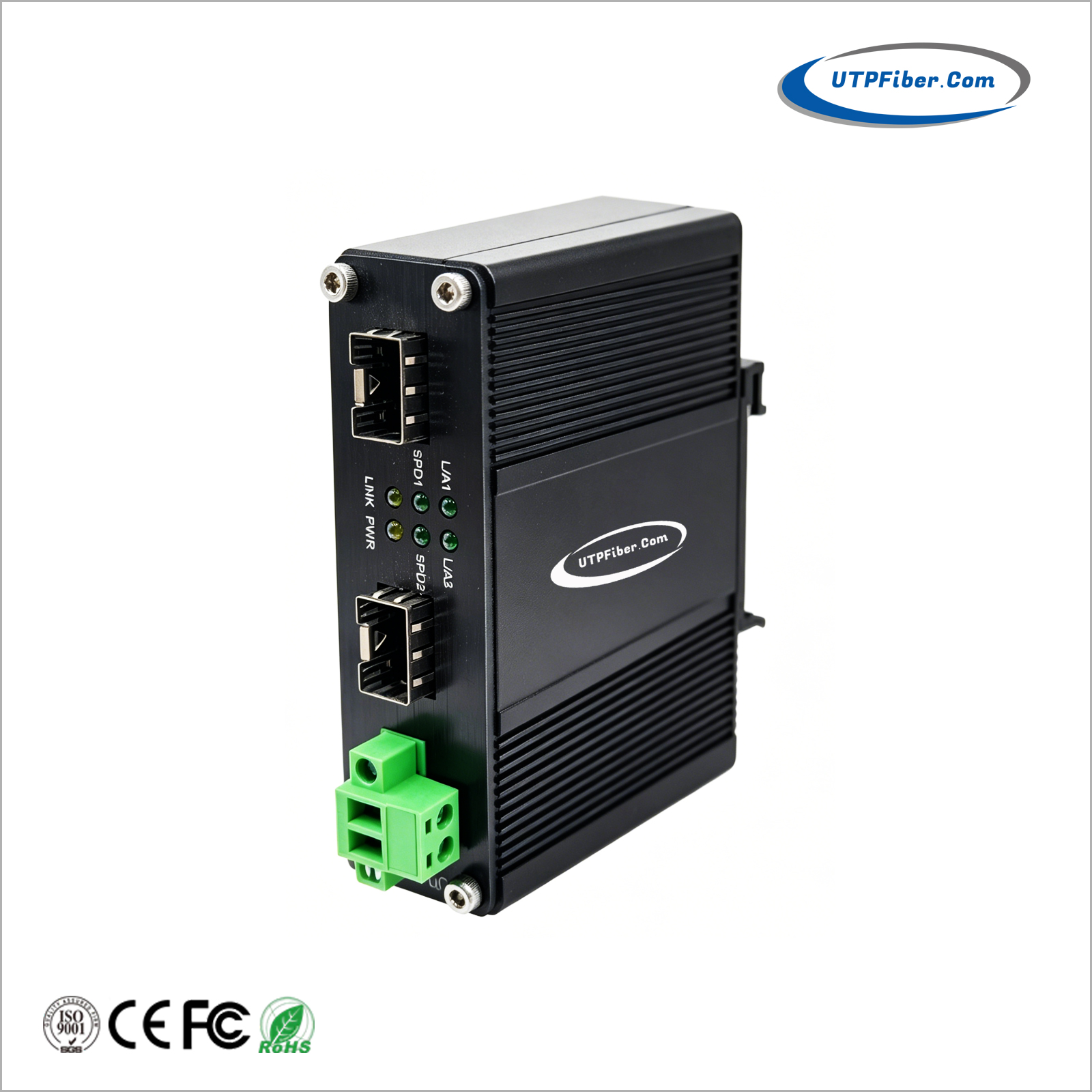 DIN-Rail Industrial 100/1000X SFP OEO Converter (3R Repeater)