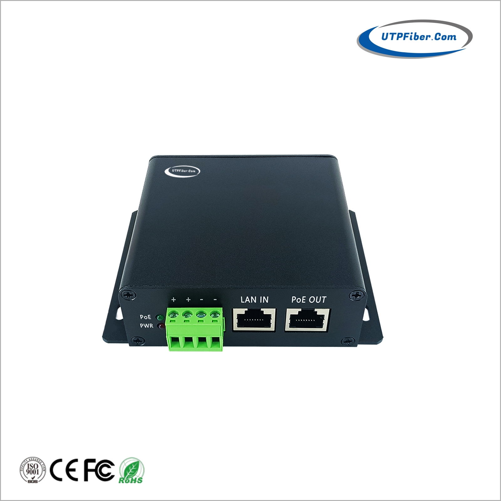 Wallmount Industrial Gigabit 802.3bt 90W PoE++ Injector w/ 12V Booster