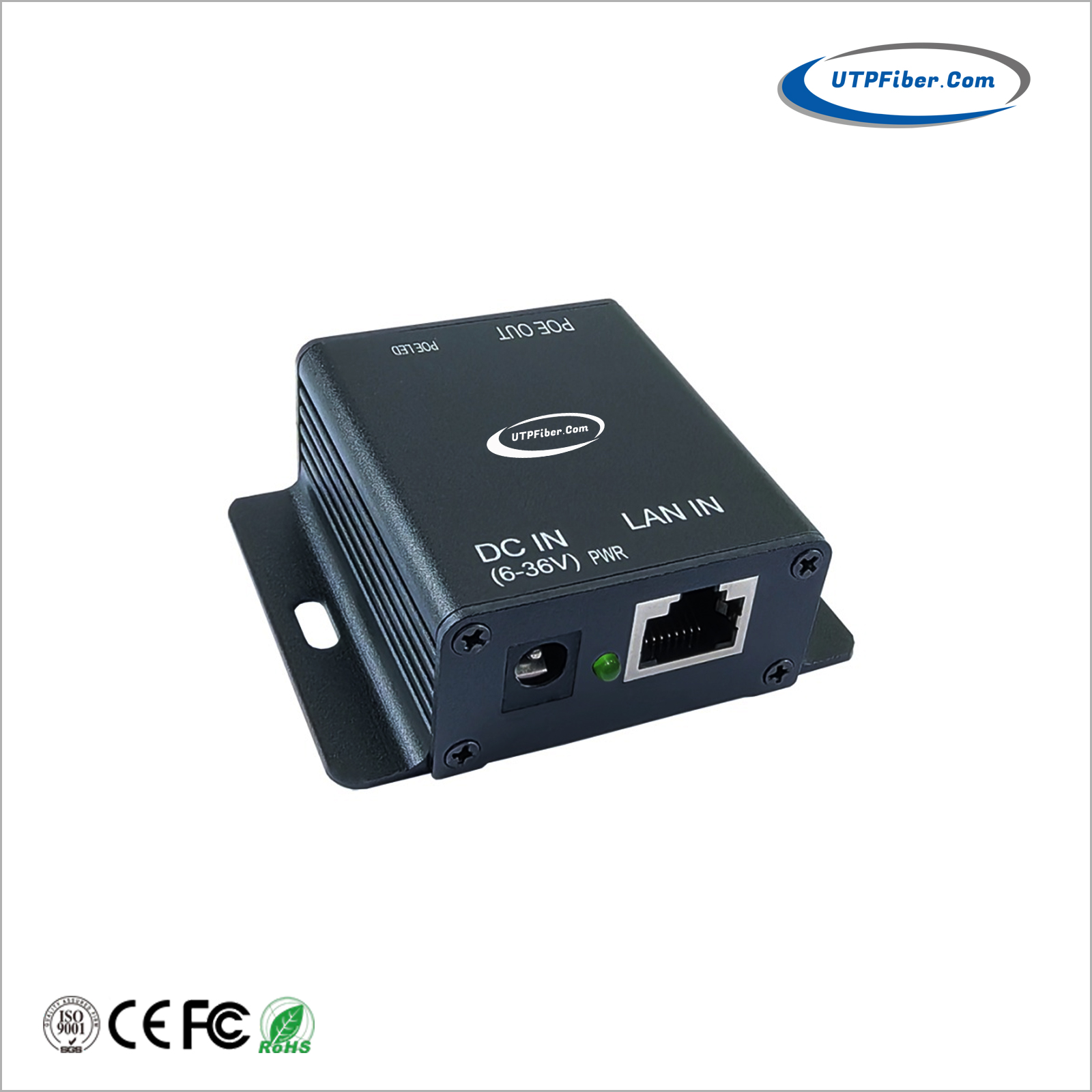 Wallmount Industrial Gigabit 802.3at 30W PoE+ Injector w/ 6-36VDC Power Input