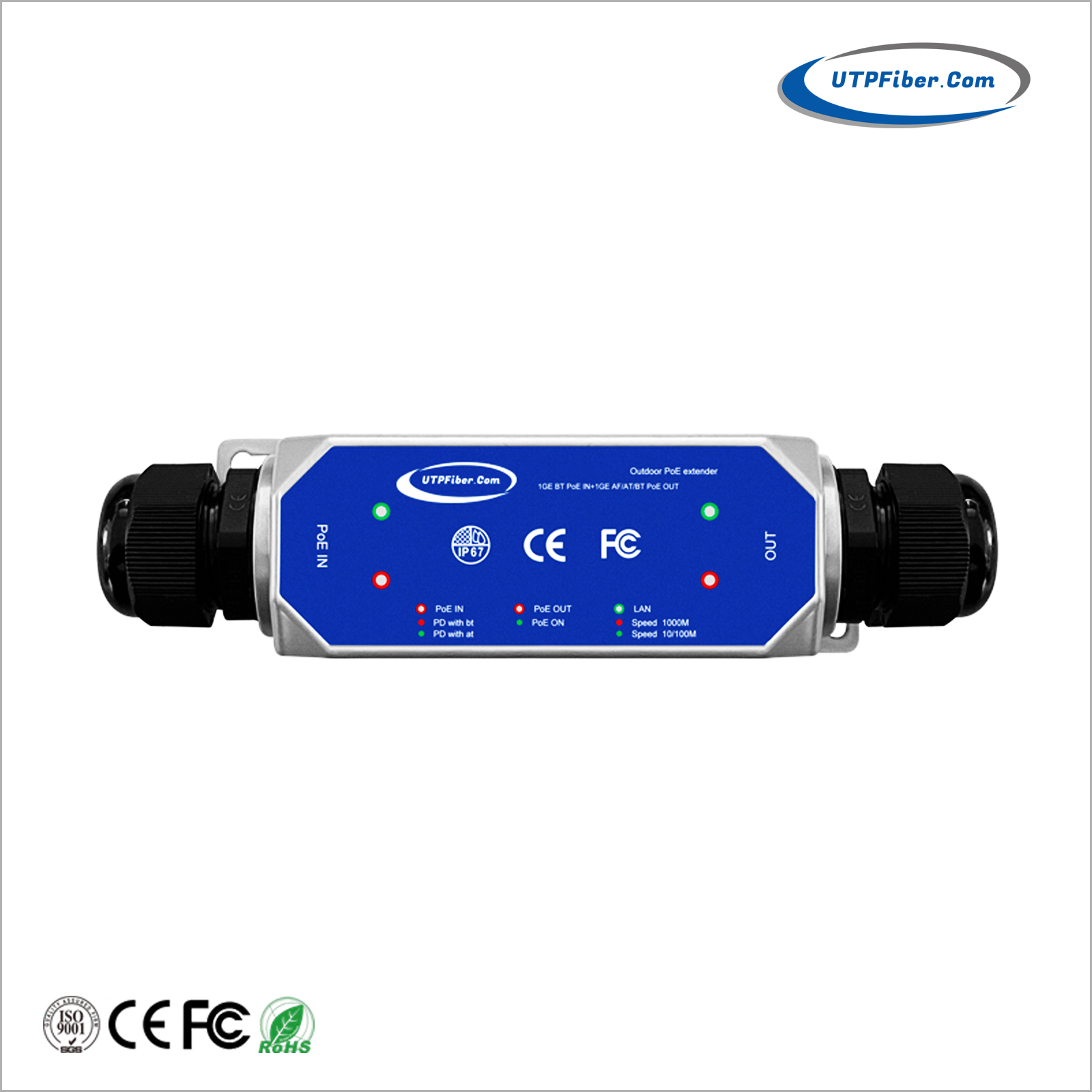 Industrial Gigabit IP67 Waterproof 1-Port 30W 802.3at PoE+ Extender