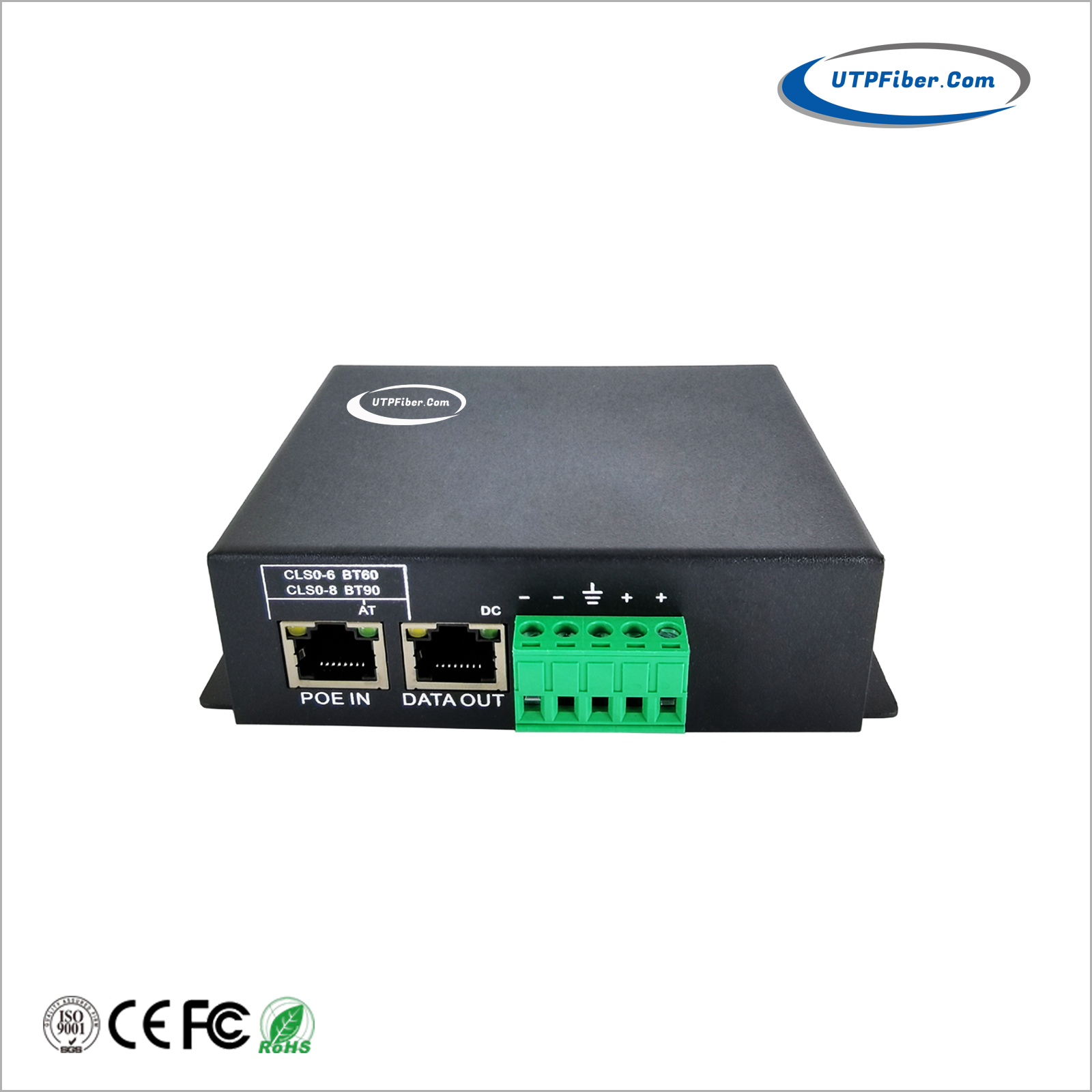 Industrial Gigabit IEEE 802.3bt PoE++ to 12V/7.5A Splitter (90W)