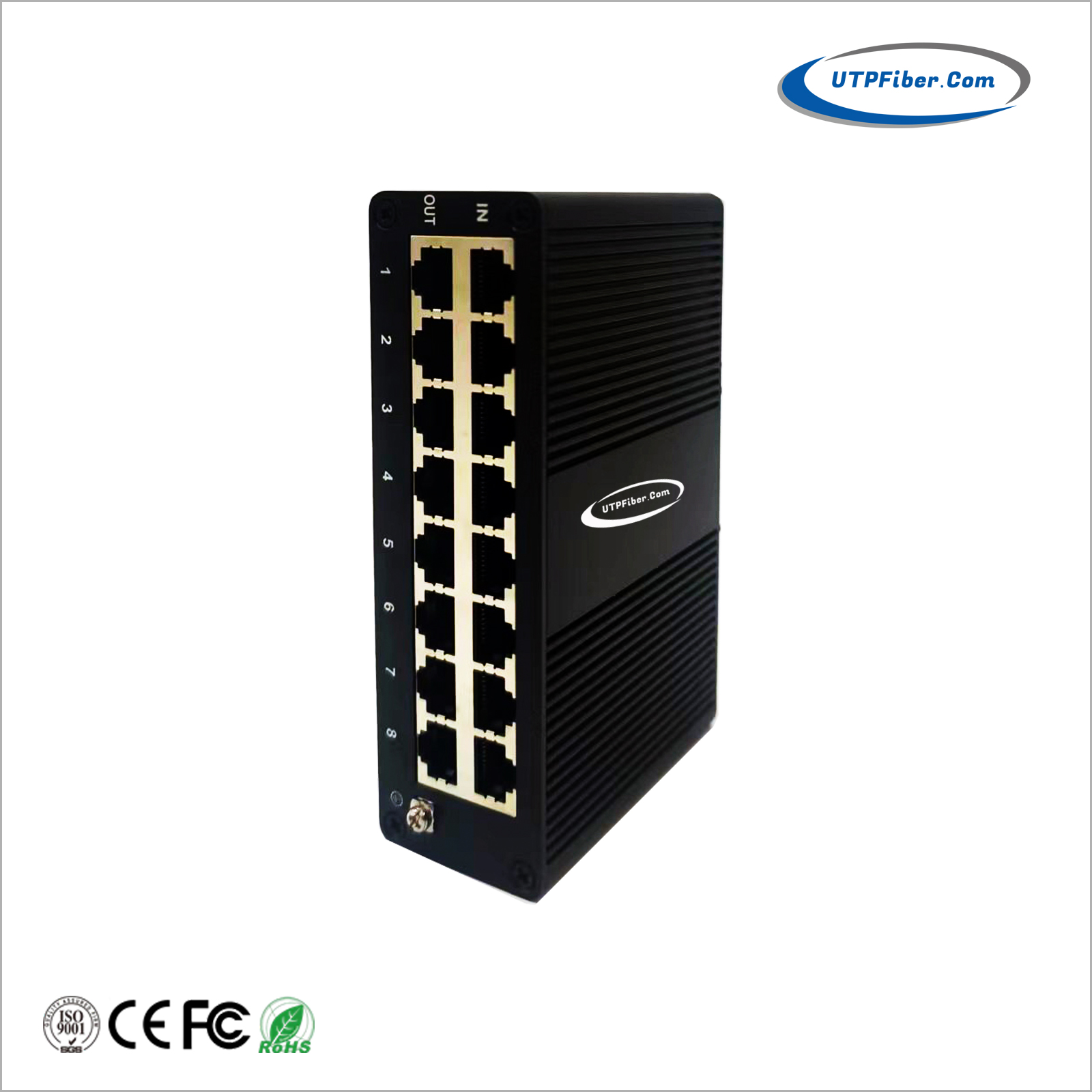 DIN-Rail Industrial 8-Port 1000M PoE Network Lightning Surge Protector