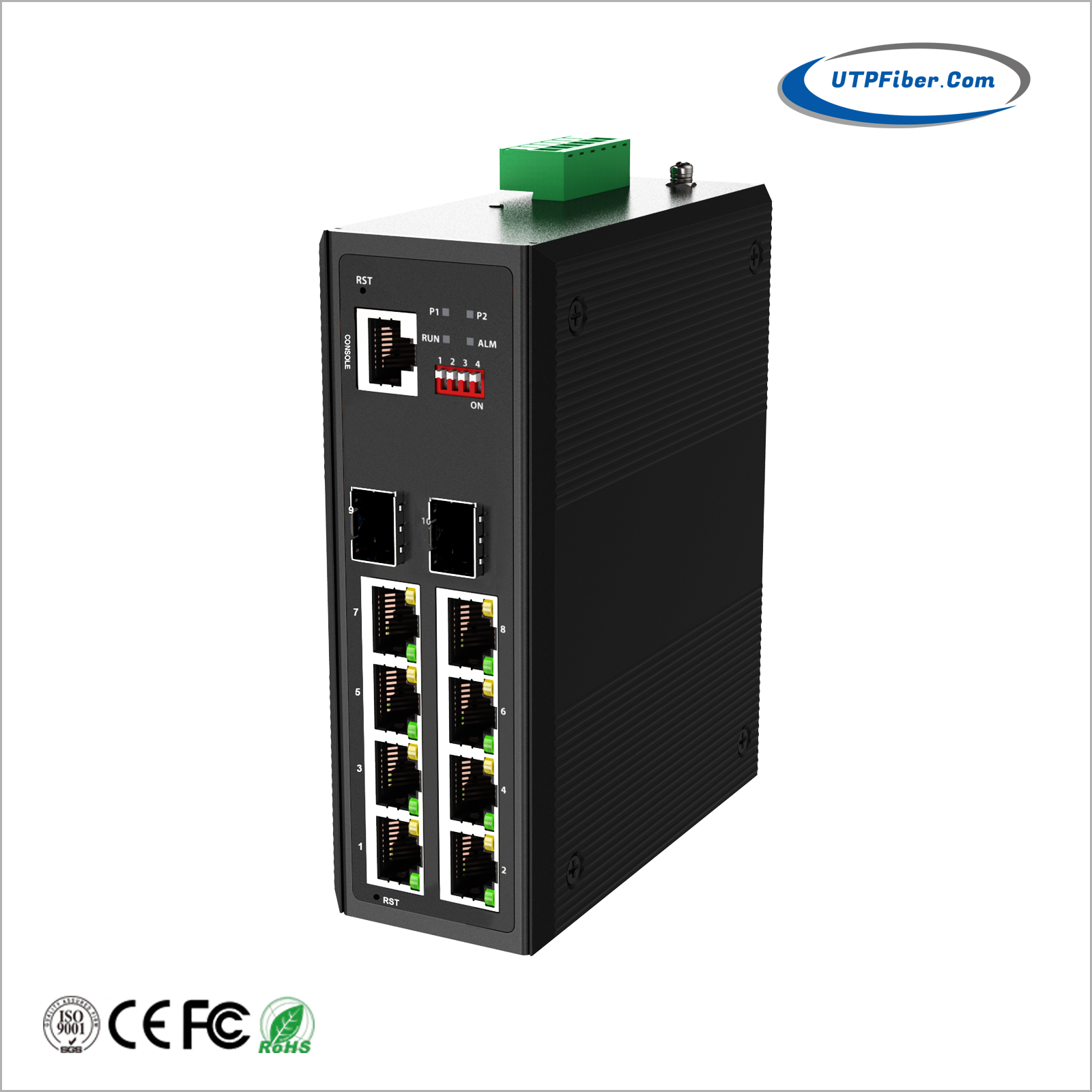 AC Powered L2+ Industrial 8-Port 10/100/1000T + 2-Port 100/1000X SFP Managed Ethernet Switch
