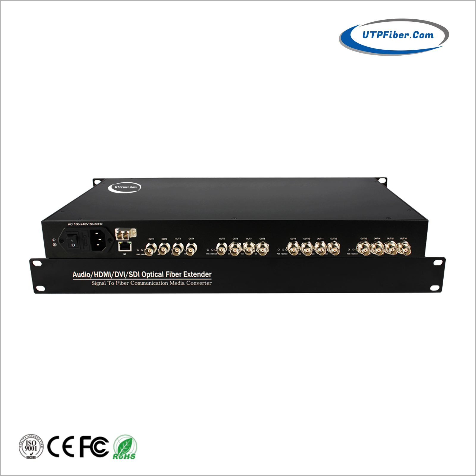 8 Ch Bi-Directional SD/HD 3G-SDI with Gigabit Ethernet over Fiber Converter