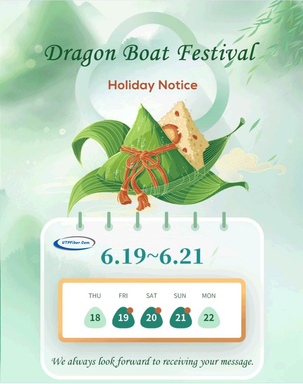 Holiday Notice: UTP Fiber Dragon Boat Festival Schedule (June 19-21, 2026)