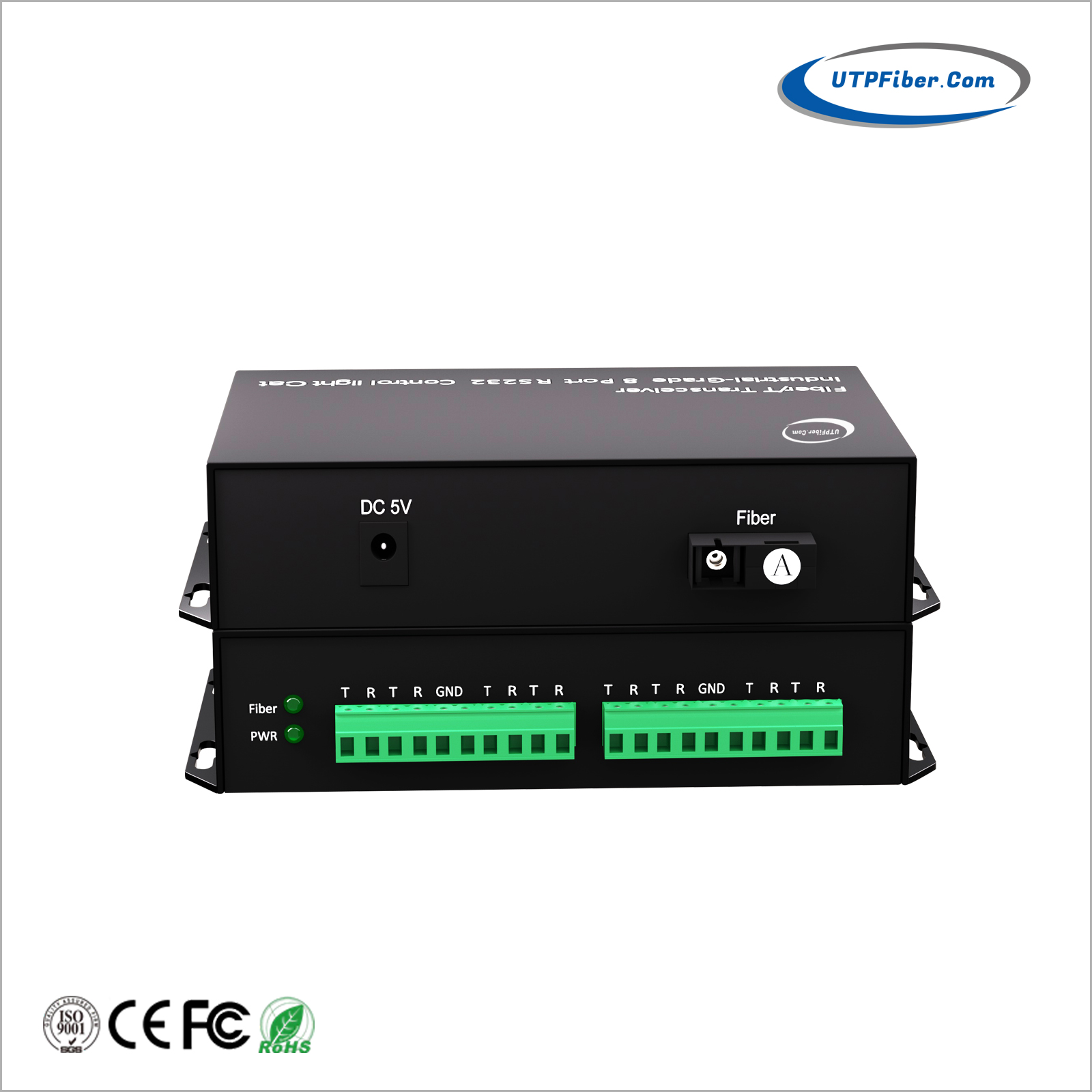 8-Channel Duplex RS232 Serial Data over Fiber Converter
